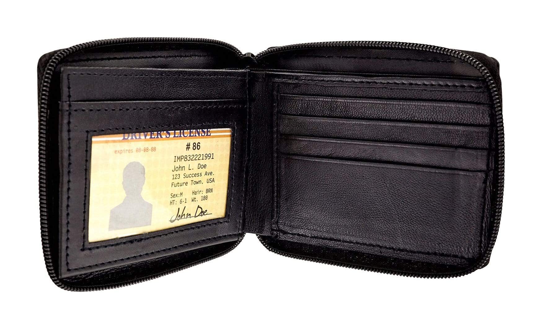 4 1/2" Black, Zipper Wallet, Leather - Image 2