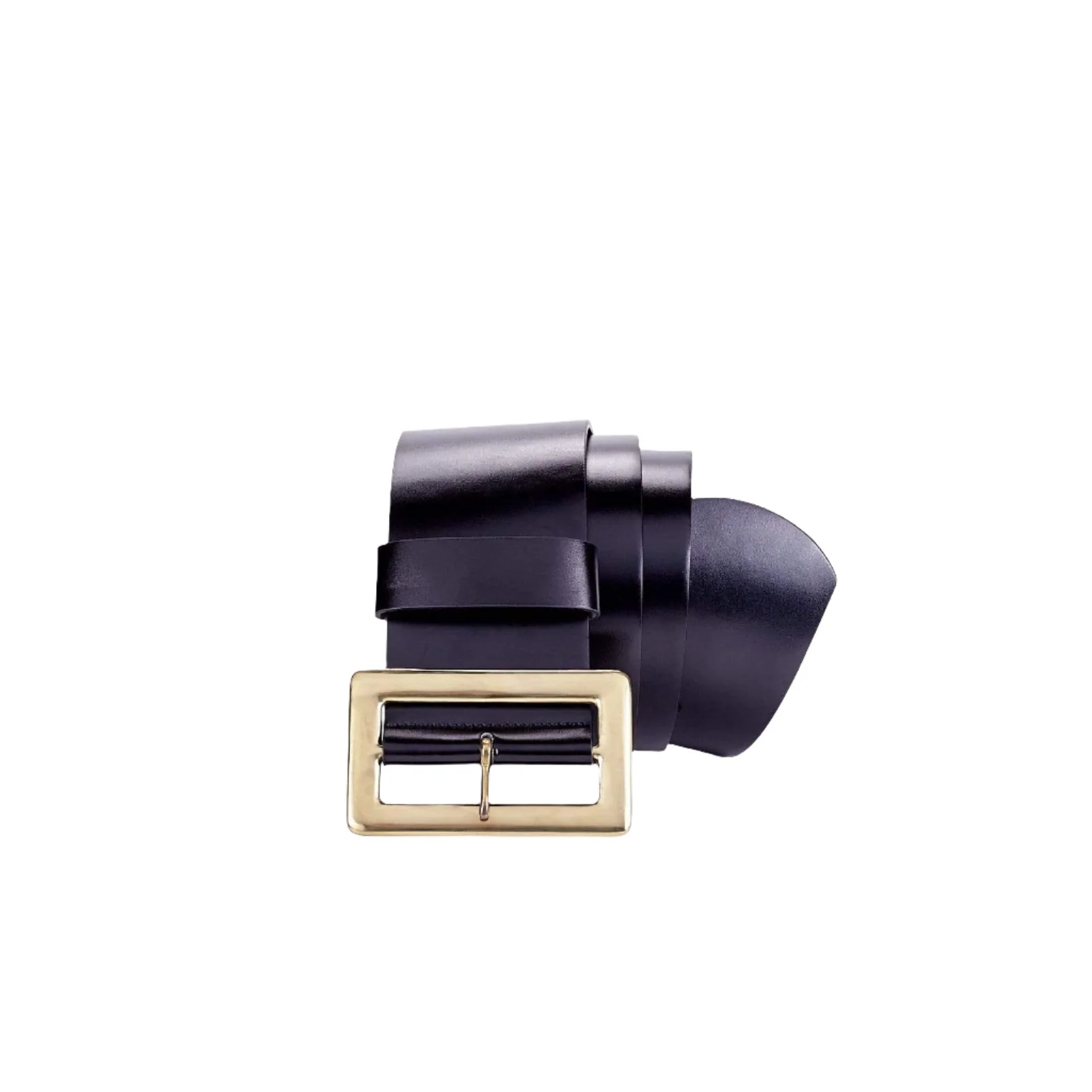 57" Black, Santa Belt with 3-1/2" Polished Solid Brass Buckle, Leather - Image 2