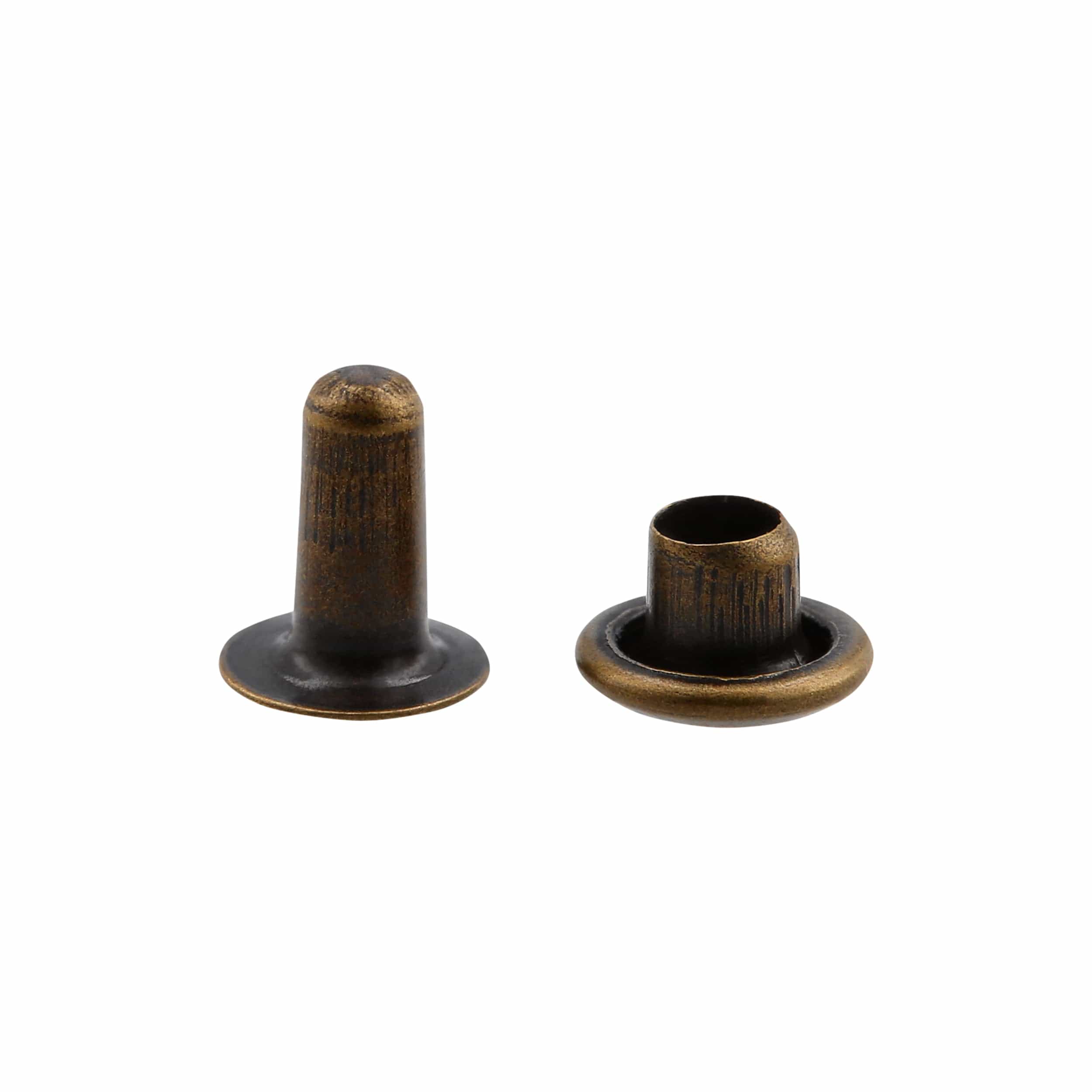 6.5mm Antique Brass, Single Cap Jiffy Rivets, 100ct - Image 2