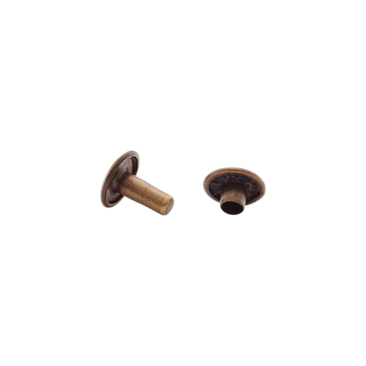 9mm Antique Brass, Double Cap Jiffy Rivet, Solid Brass-100ct - Image 2