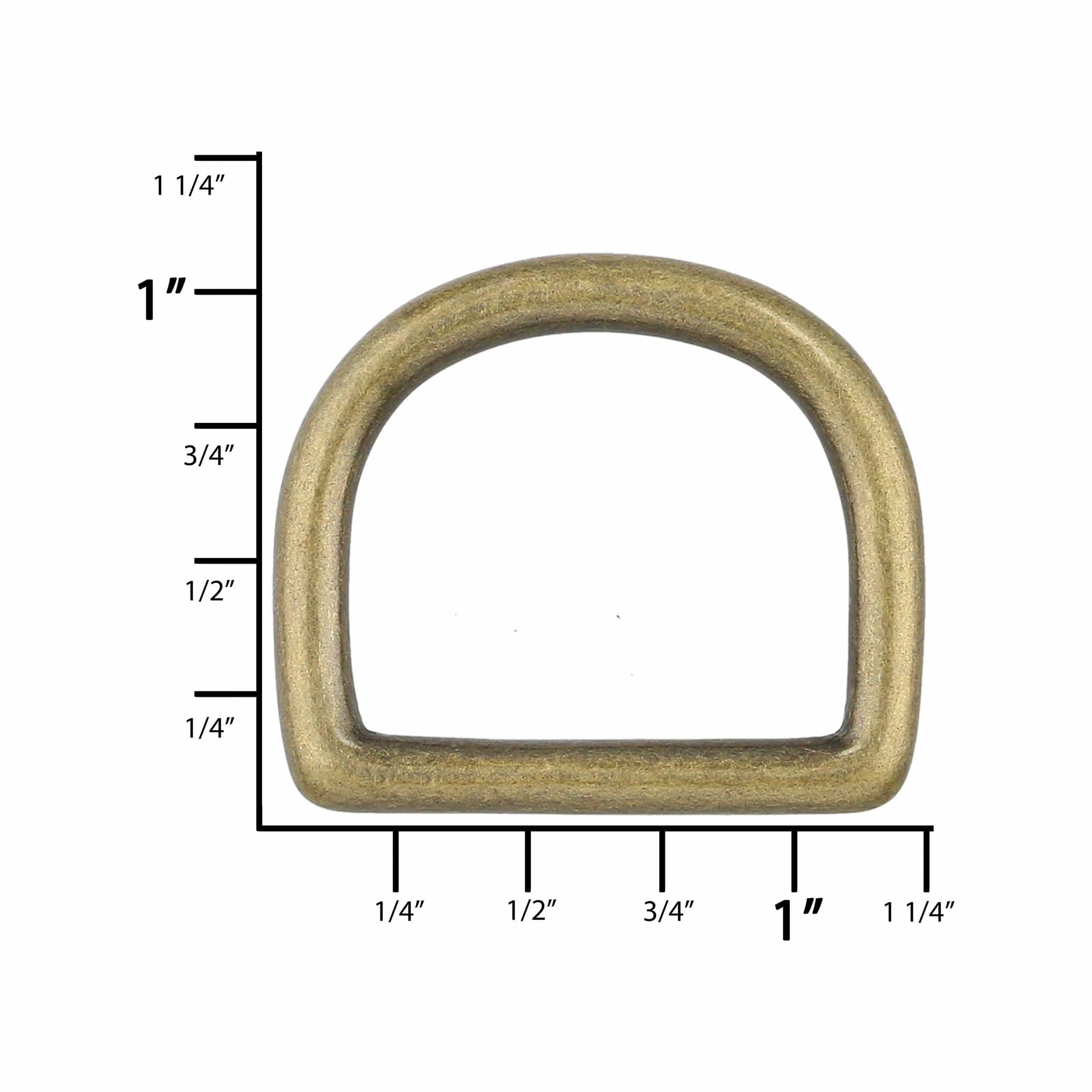 1" Antique Brass, Solid D Ring, Solid Brass - Image 2