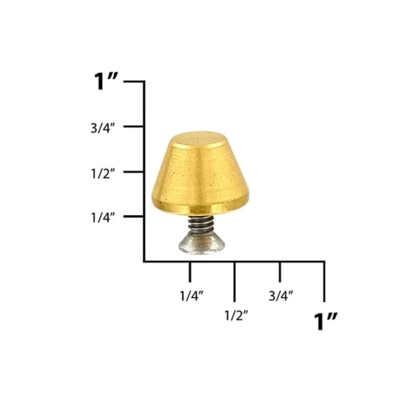 14mm Brass, Cone Handbag Bottom w/screw, Solid Brass-PK10 - Image 2