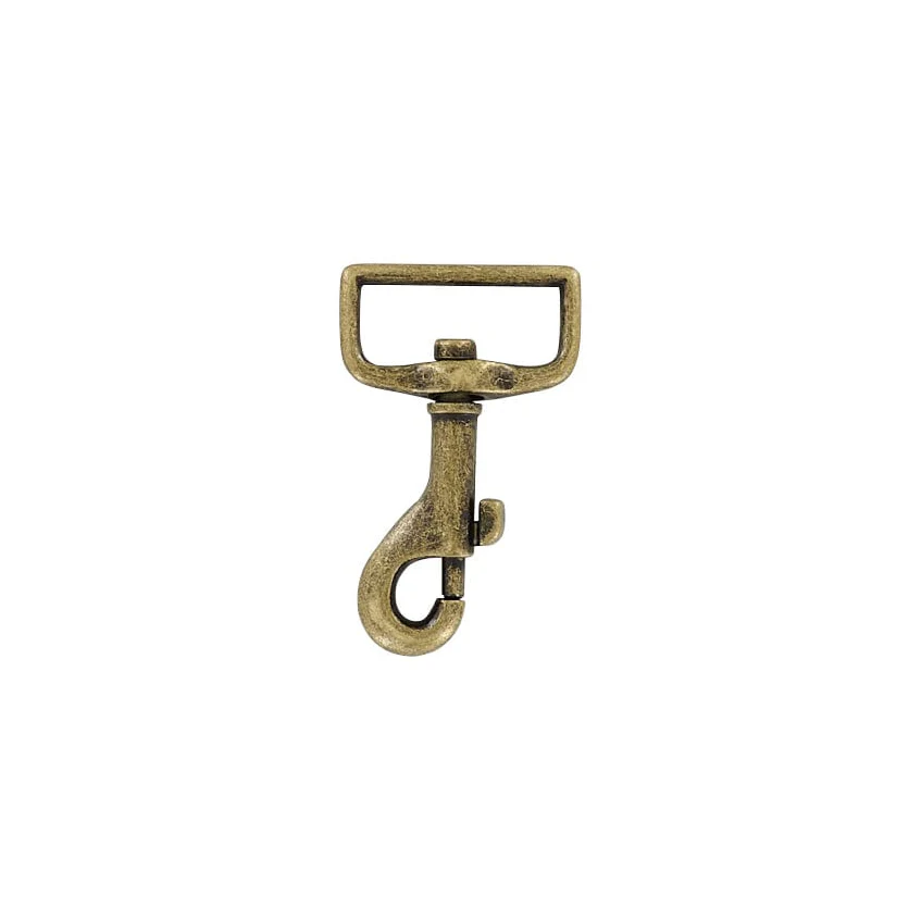 1" Antique Brass, Bolt Swivel Snap Hook Short Profile, Zinc Alloy - Image 3
