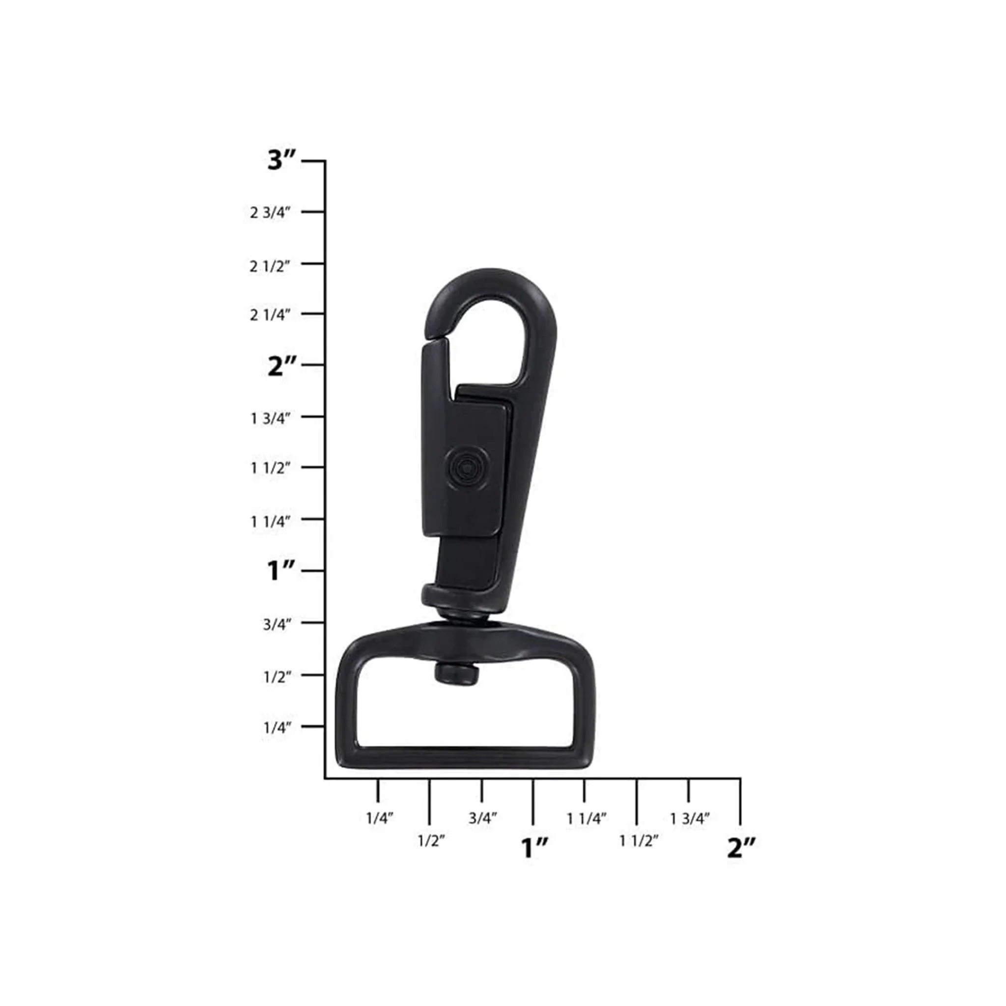 1" Matte Black, Artisan Swivel Snap Hook, Zinc Alloy - Image 2