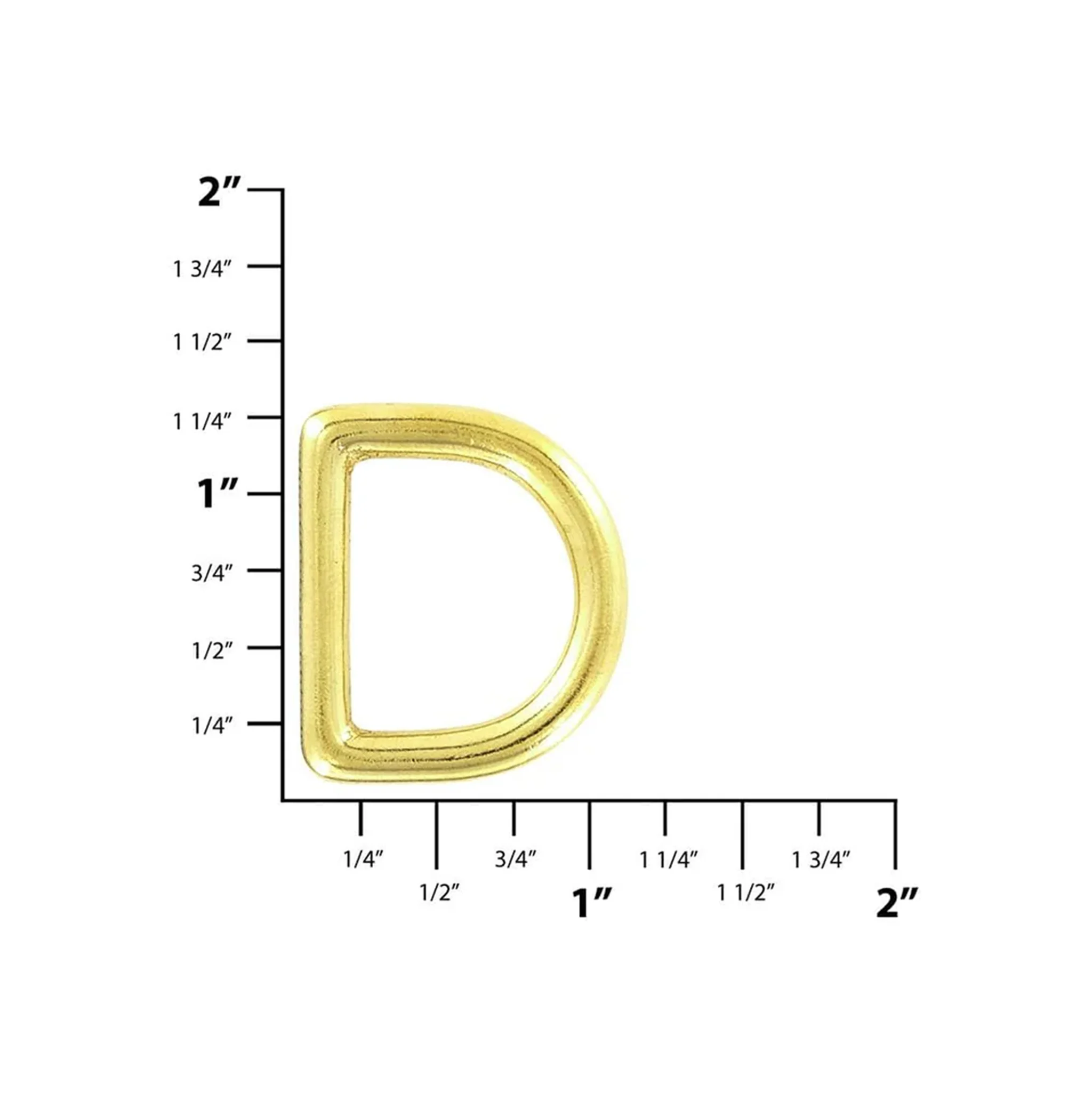 7/8" Shiny Brass, Cast D Ring, Solid Brass - Image 2