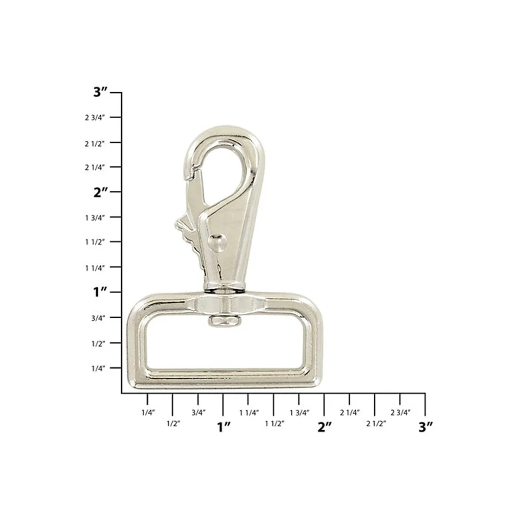 1 1/2" Shiny Nickel, Thumb Lever Swivel Snap Hook, Zinc Alloy - Image 2