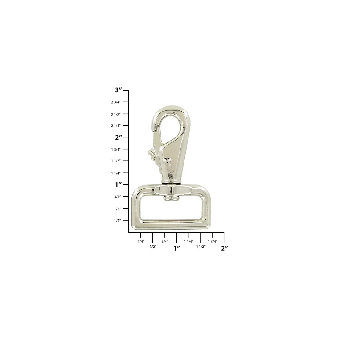 1 1/4" Nickel, Lever Swivel Snap Hook, Zinc Alloy - Image 2