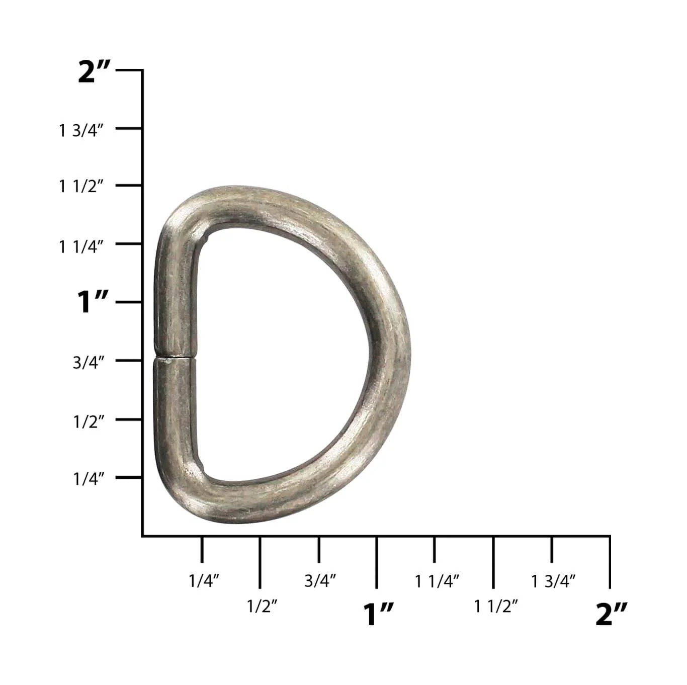 1" Antique Silver, Split D Ring, Steel - Image 5