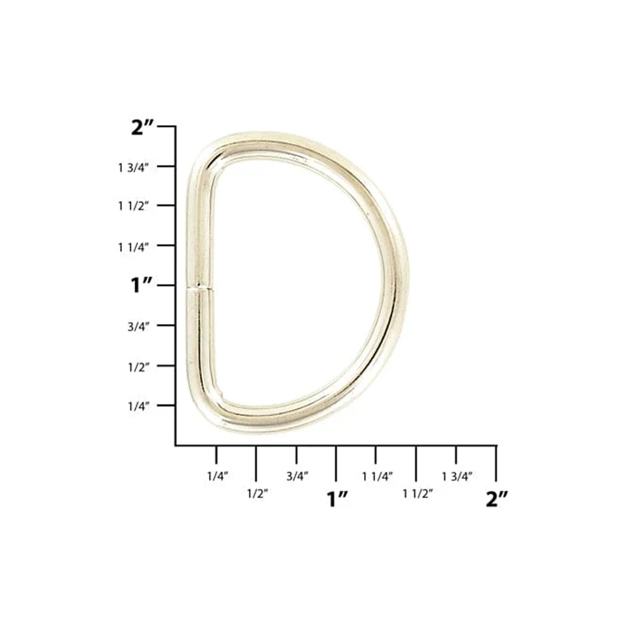 1 1/2" Shiny Nickel, Split D Ring, Steel - Image 2
