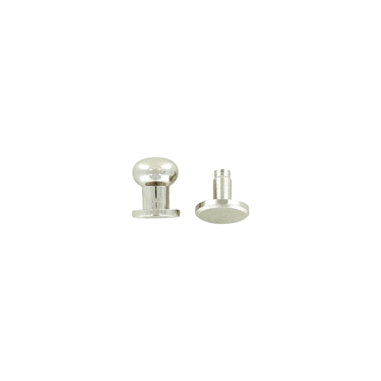 10mm, Nickel, Press Stud Collar Button, Solid Brass - PK5 - Image 3