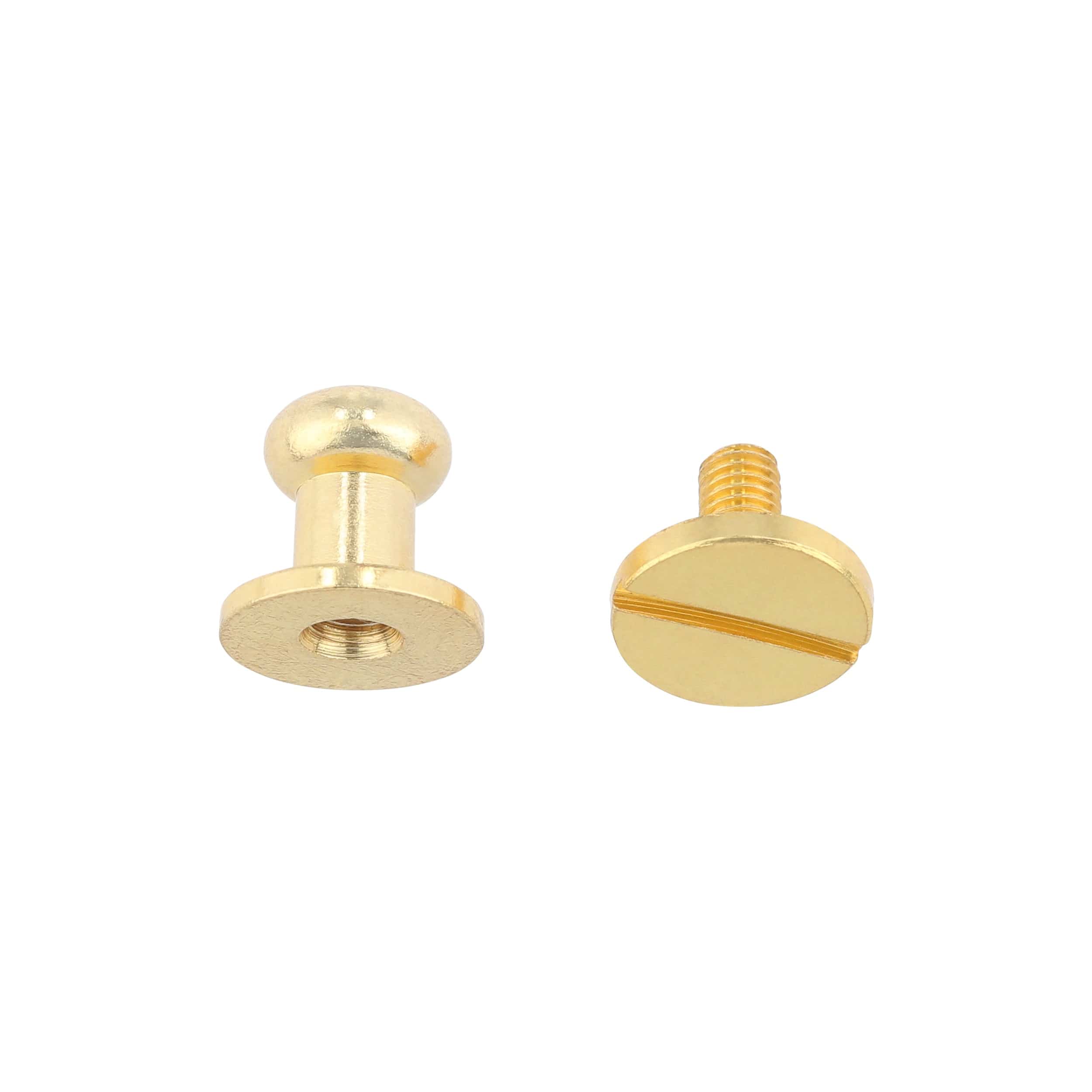 9mm, Gold, Round Top Collar Button Stud with Screw, Solid Brass - Image 2