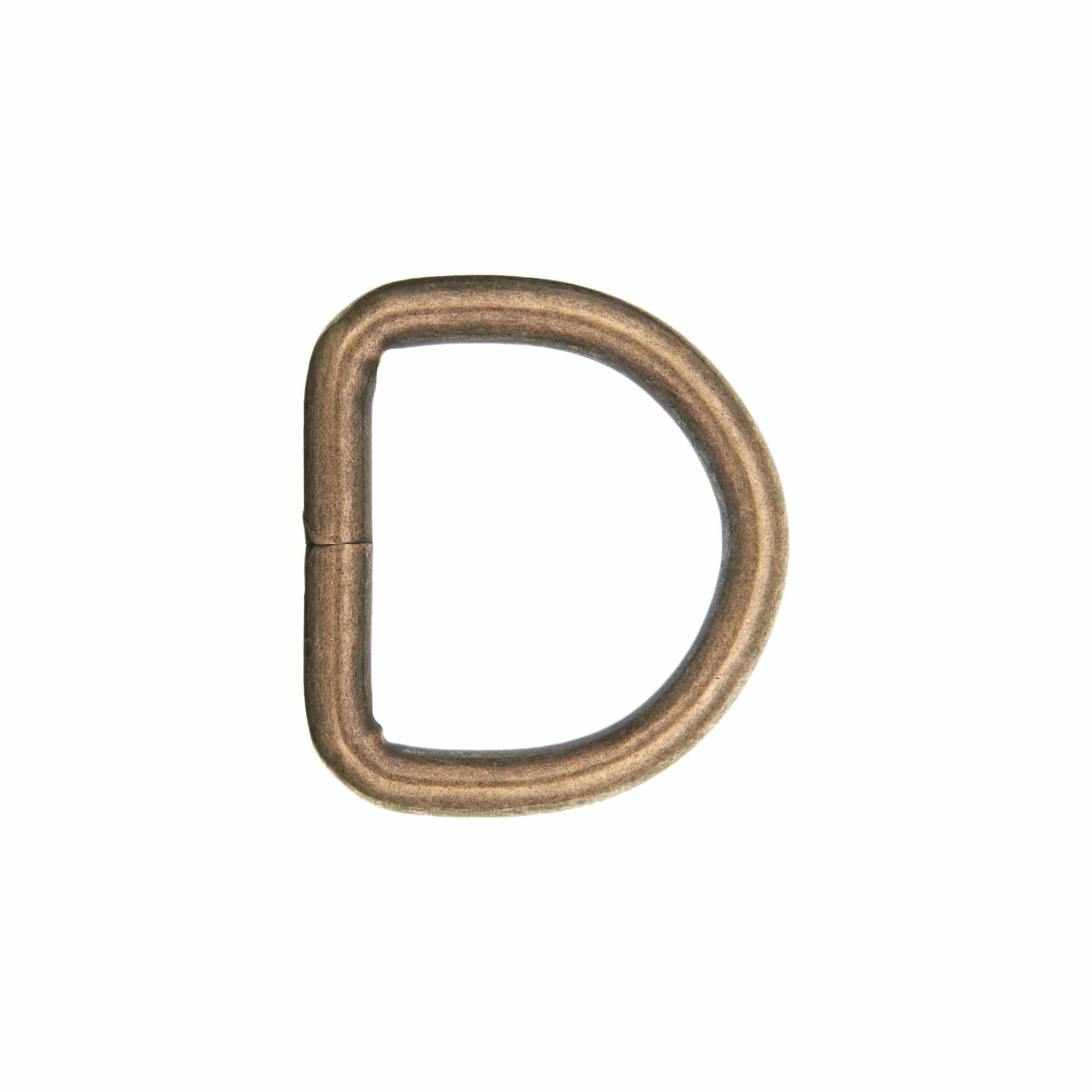 1" Antique Brass, Welded D Ring, Steel