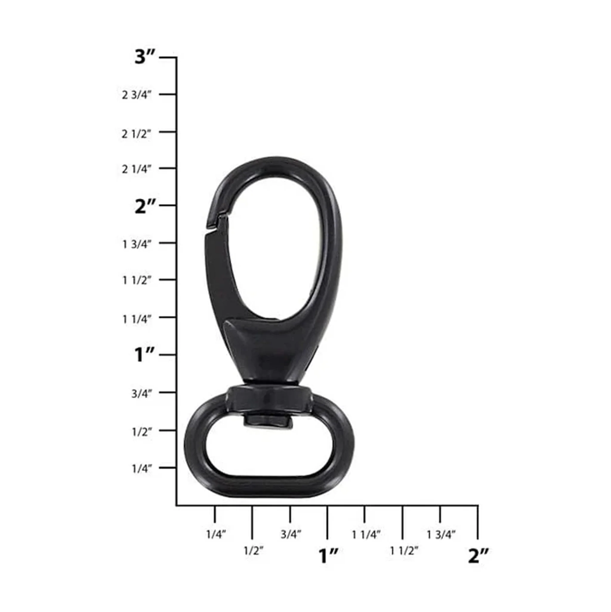 3/4" Matte Black, Lever Swivel Snap Hook, Zinc Alloy - Image 2