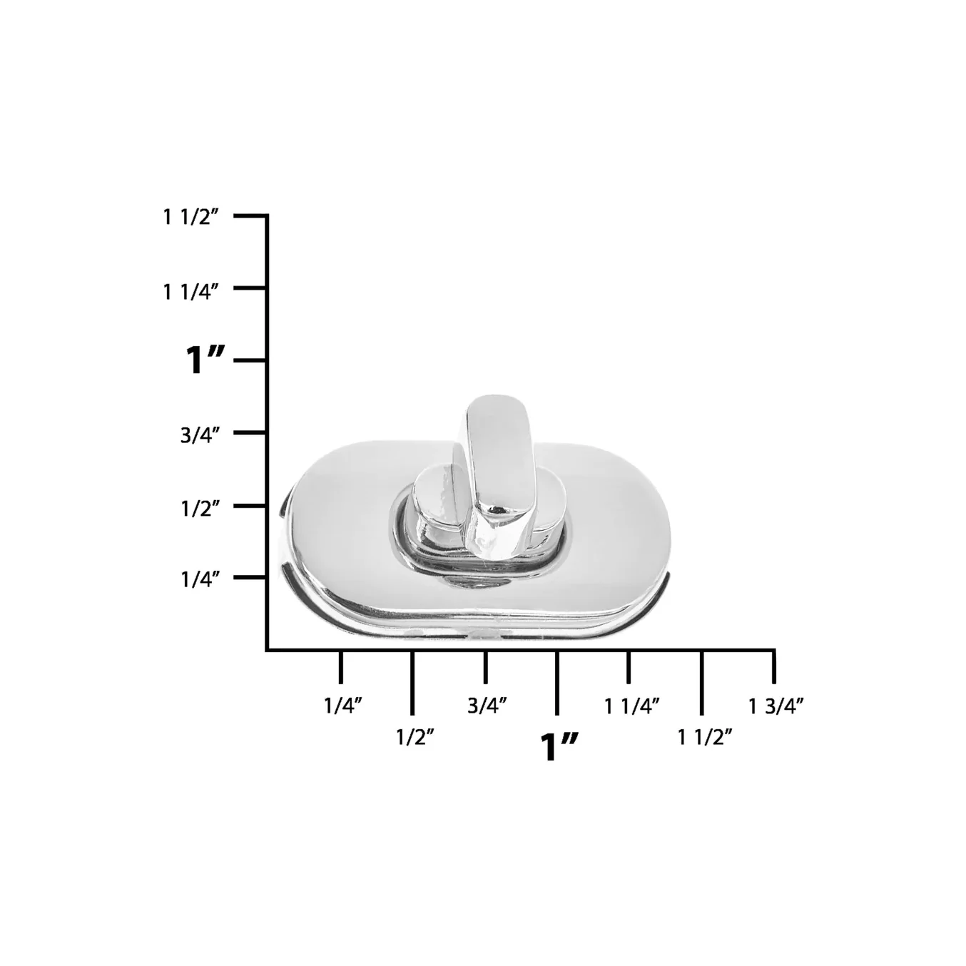 1 3/8" Shiny Nickel, Turn Lock Plate, Zinc Alloy - Image 2
