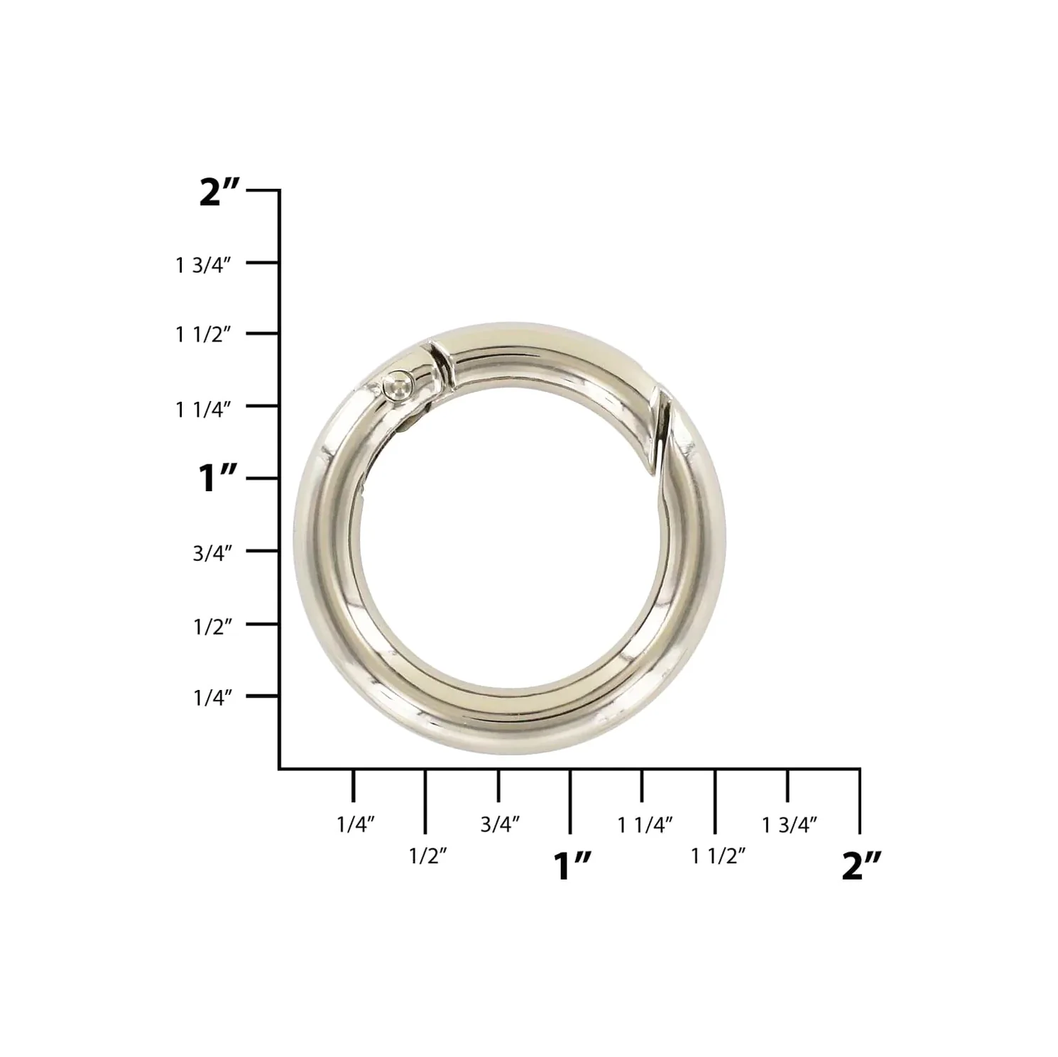 1" Shiny Nickel, Spring Gate Round Ring, Zinc Alloy - Image 2