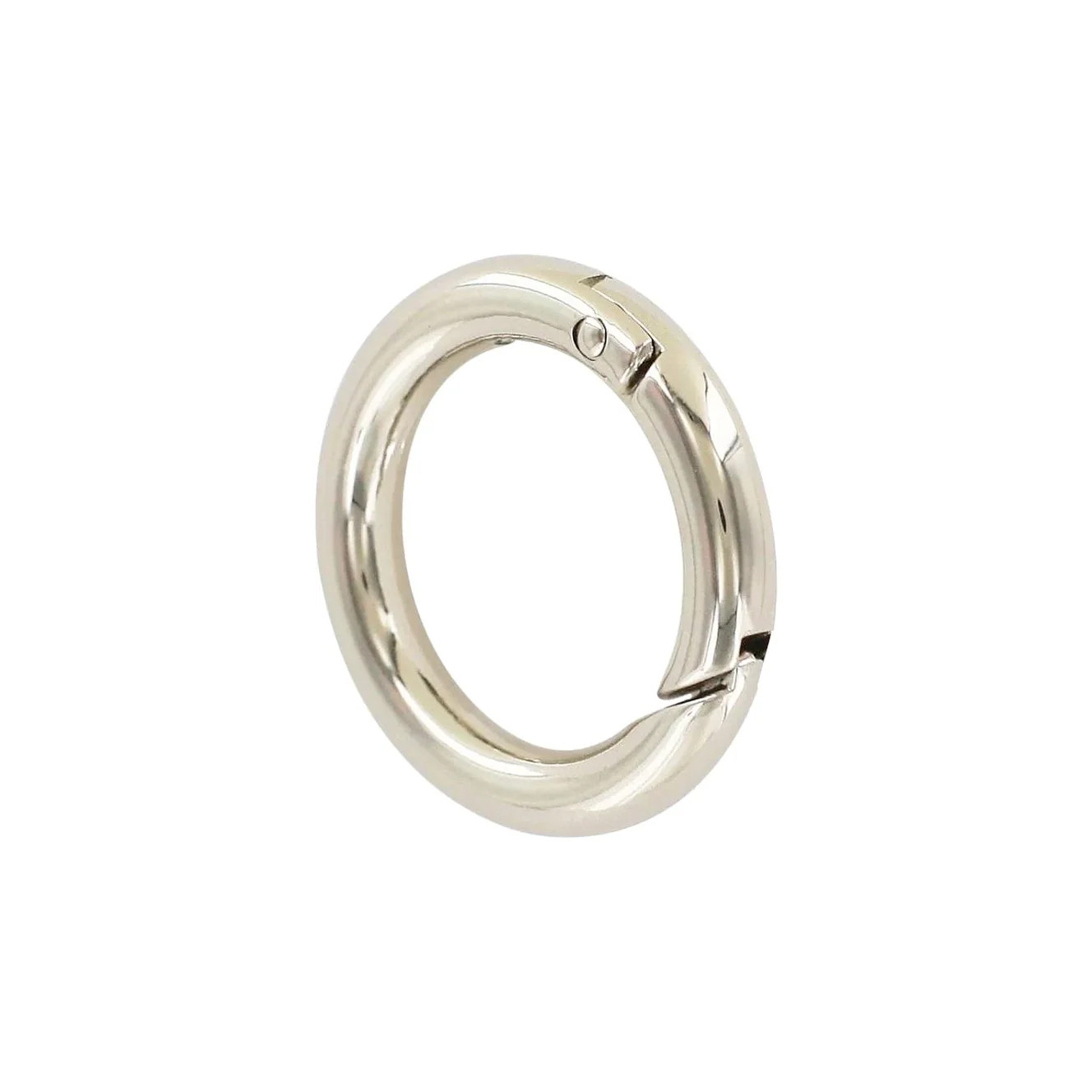 1" Shiny Nickel, Spring Gate Round Ring, Zinc Alloy - Image 4