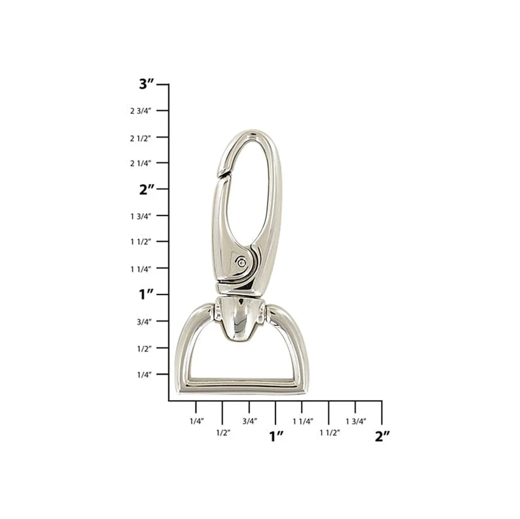 1" Shiny Nickel, 2 1/2" Lever Swivel Snap Hook, Zinc Alloy - Image 2
