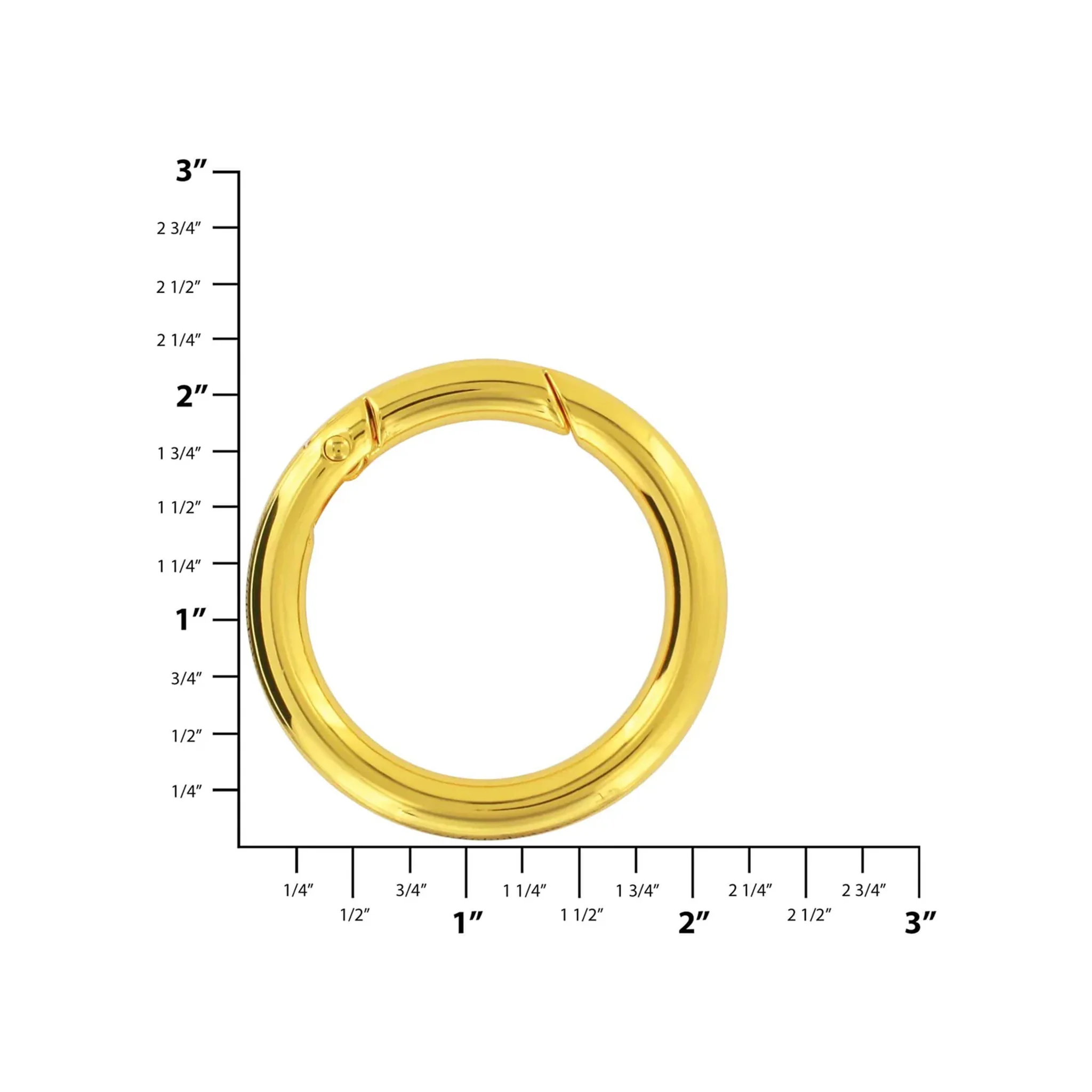 1 1/2" Shiny Gold, Spring Gate Round Ring, Zinc Alloy - Image 2