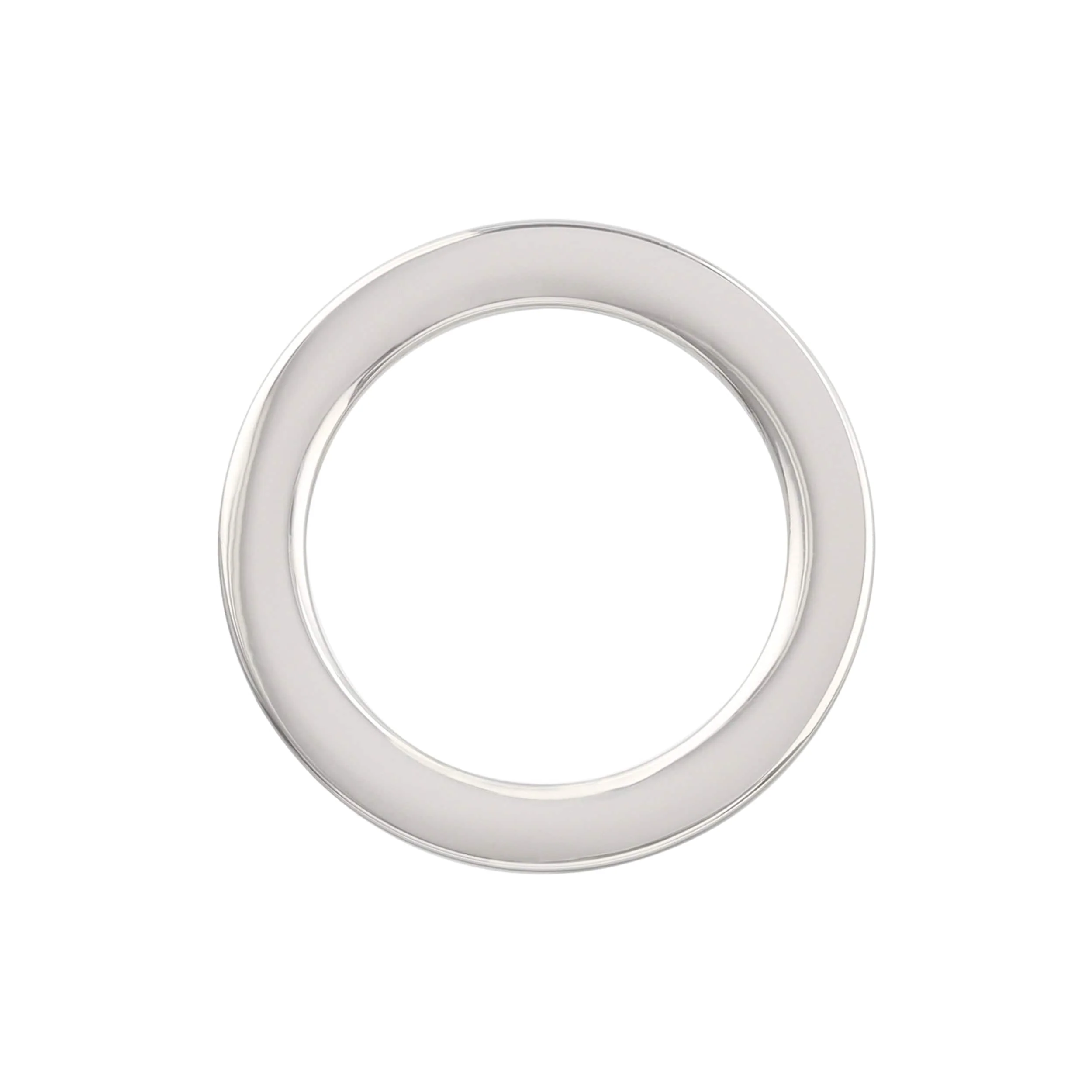 1" Shiny Nickel, Cast Flat Round Ring, Zinc Alloy
