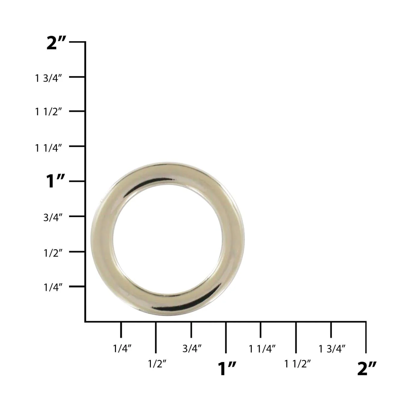3/4" Shiny Nickel, Cast Flat Round Ring, Zinc Alloy - Image 2