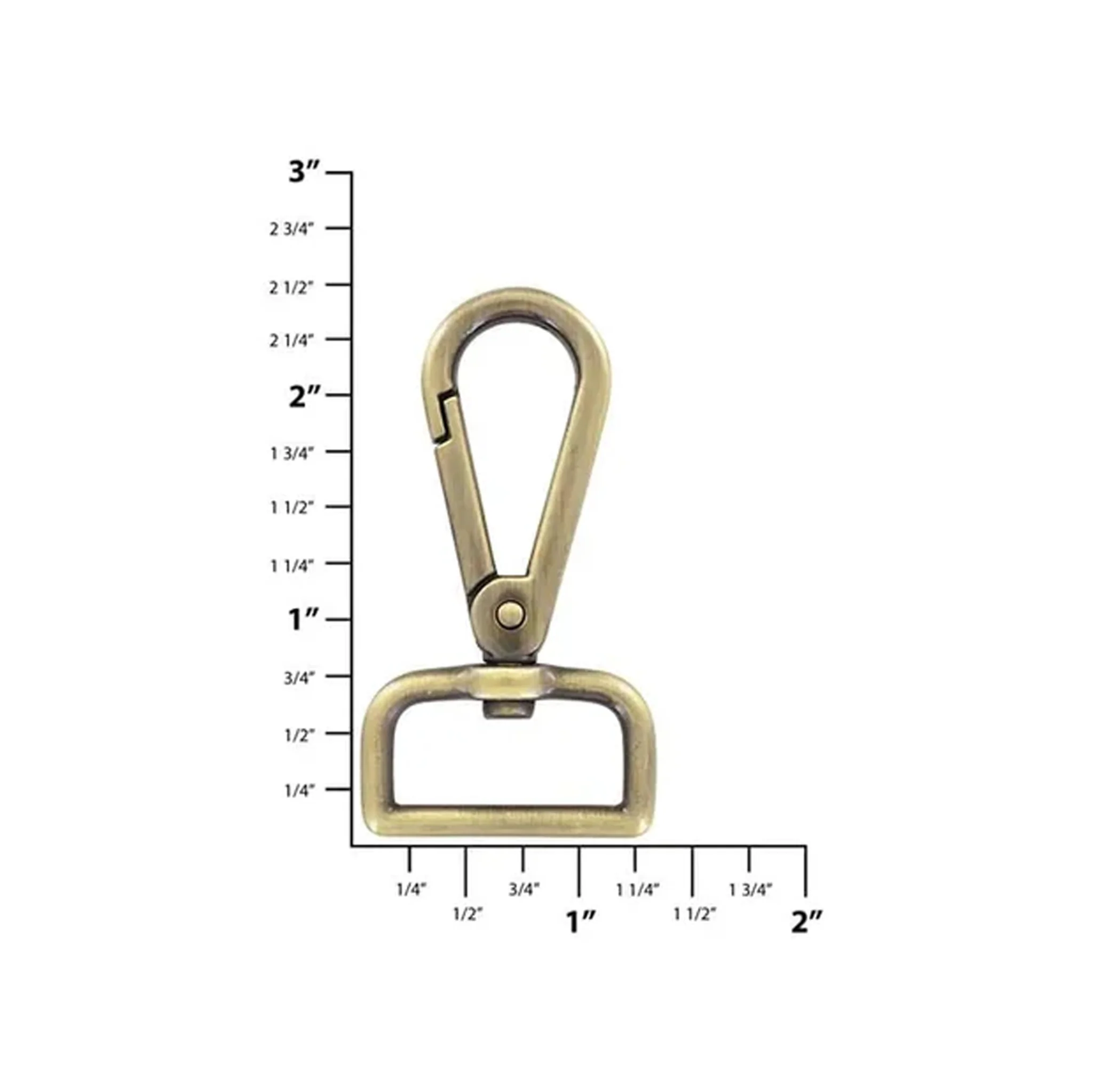1" Antique Brass, 2 3/8" Lever Swivel Snap Hook, Zinc Alloy - Image 2