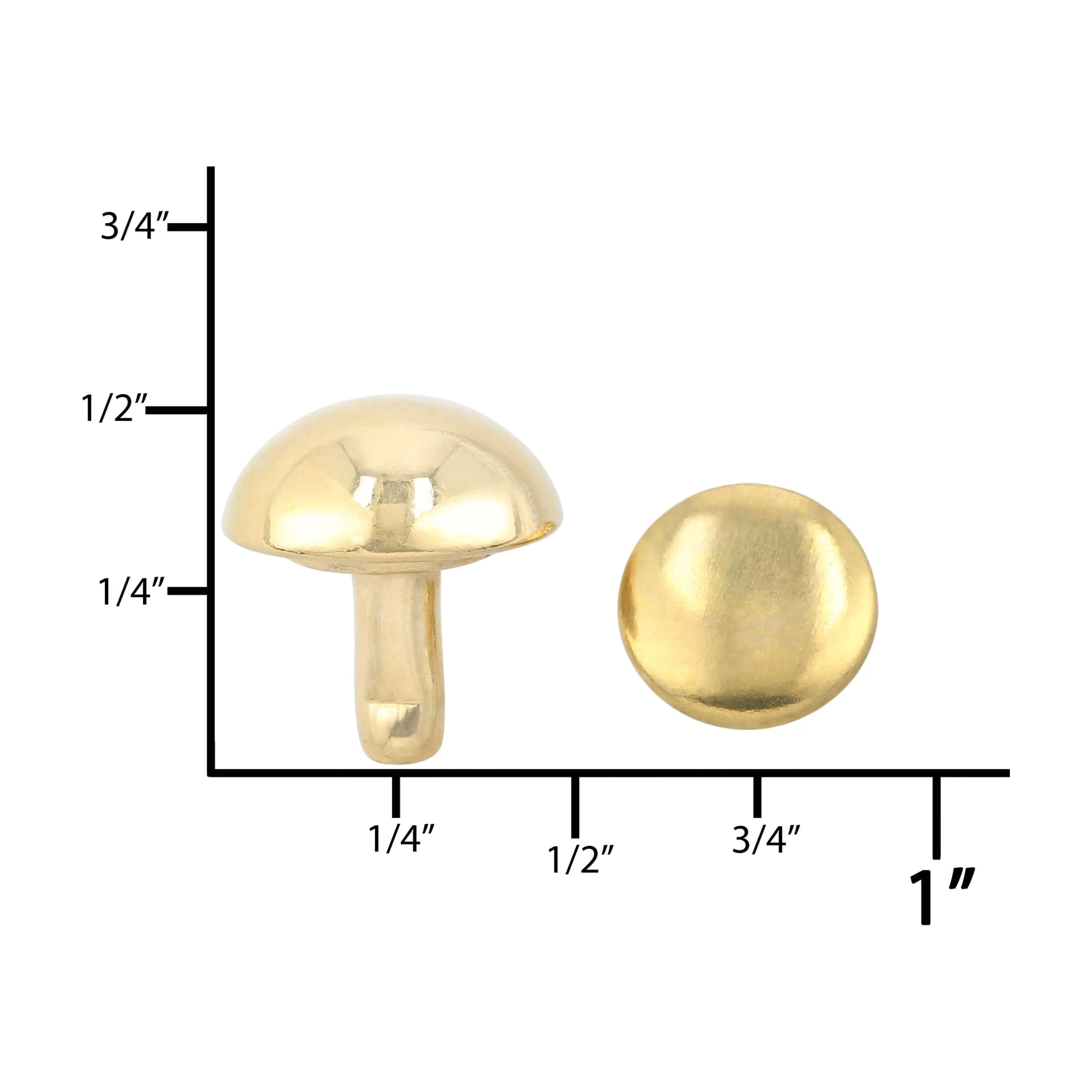 12mm Shiny Gold, Dome Top Rivet Stud, Steel - #P-2590-GOLD - Image 5