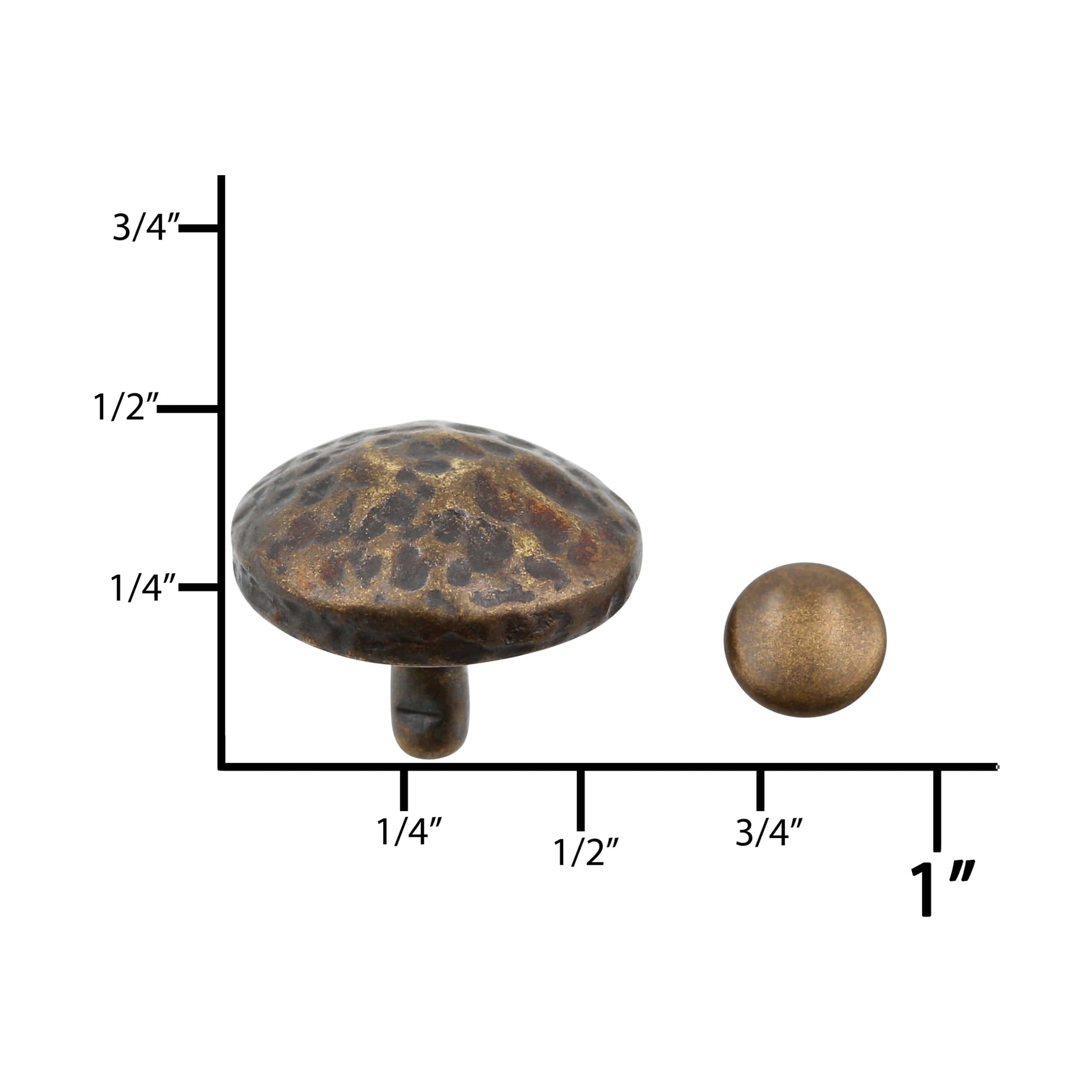 11.11mm Antique Brass, Textured Round Stud, Zinc Alloy - PK5 - Image 5
