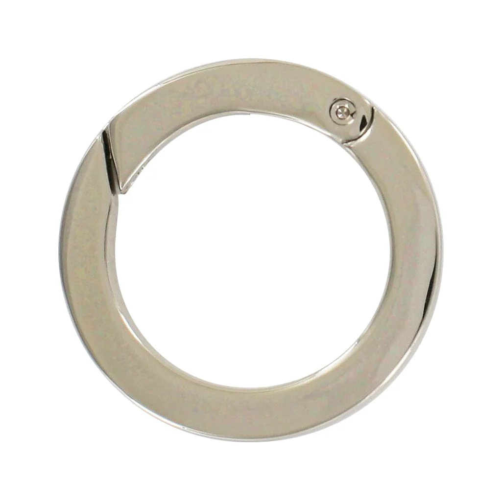 1 1/4" Shiny Nickel, Spring Gate Round Ring, Zinc Alloy