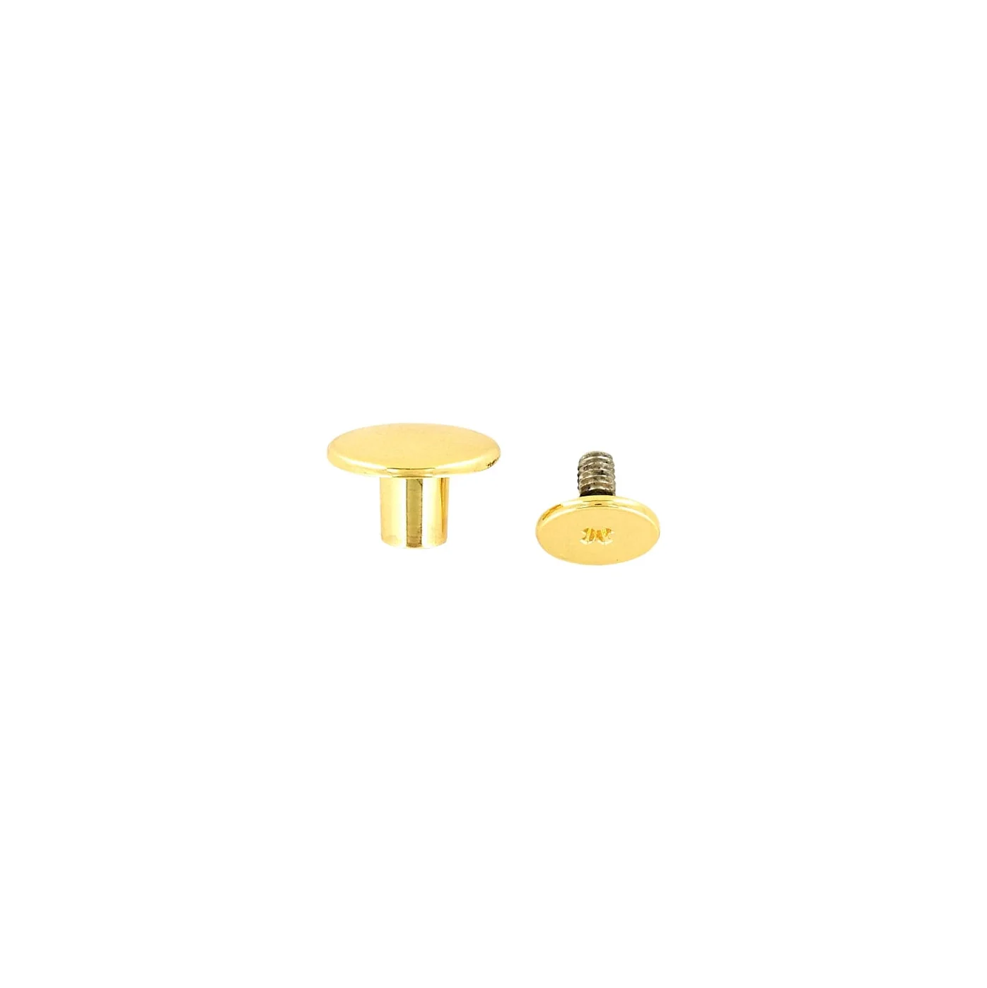 11mm Shiny Gold, Flat Top Stud with Screw, Zinc Alloy - PK5 - Image 2