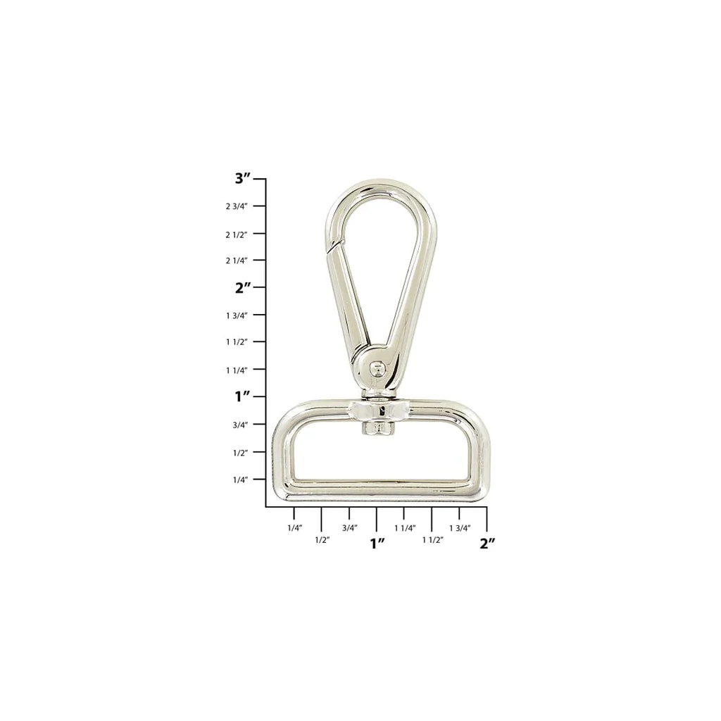 1 1/2" Shiny Nickel, Lever Swivel Snap Hook, Zinc Alloy-PK4 - Image 2