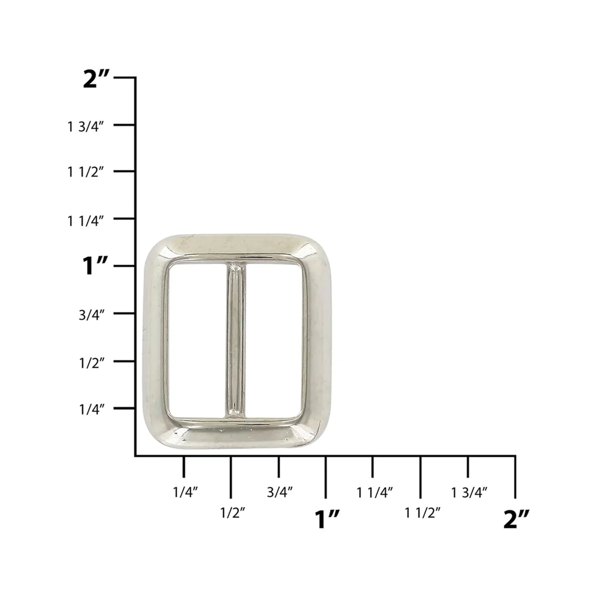 3/4" Shiny Nickel, Cast Concave Tri Glide Buckle, Zinc Alloy - Image 2