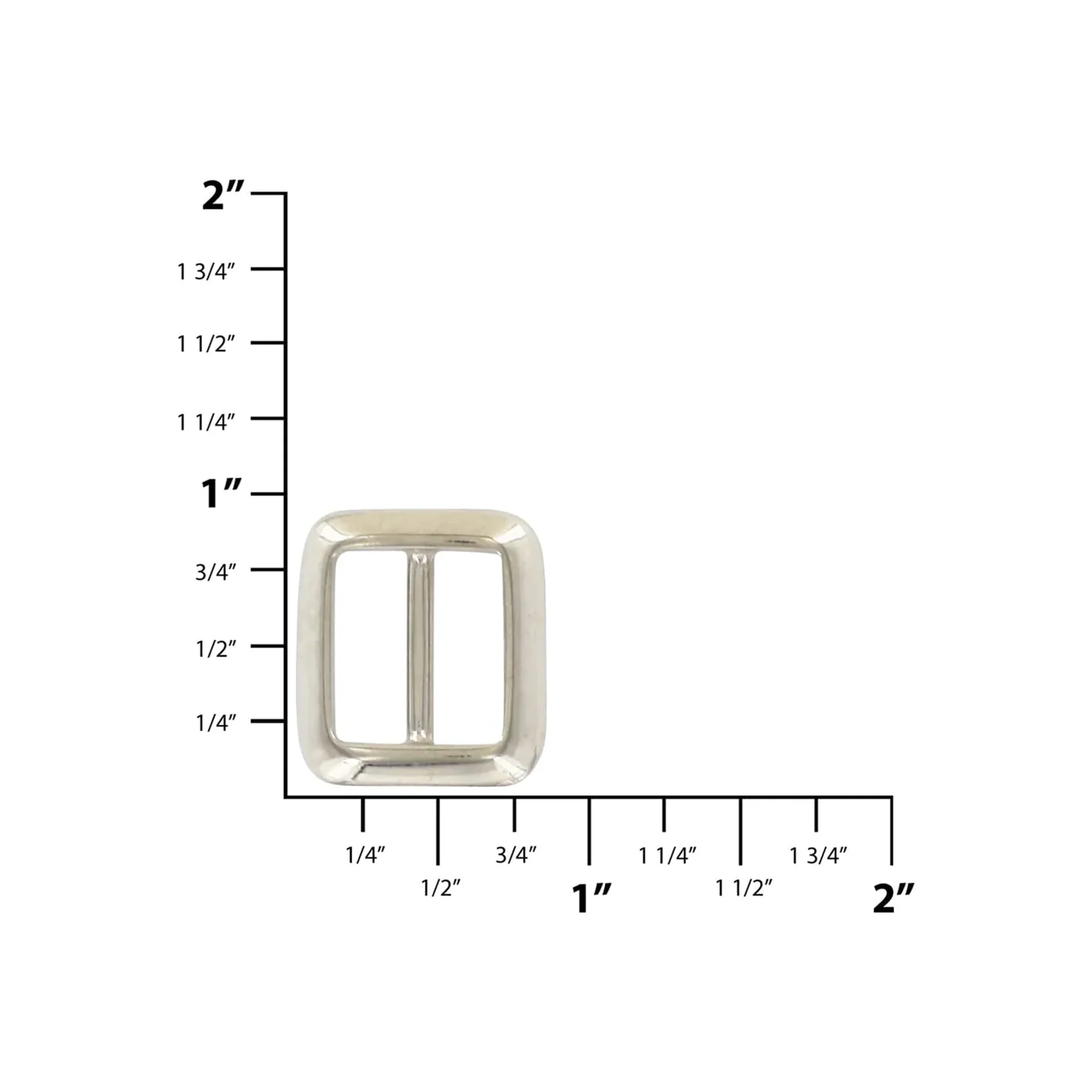 5/8" Shiny Nickel, Cast Concave Tri Glide Buckle, Zinc Alloy - Image 2