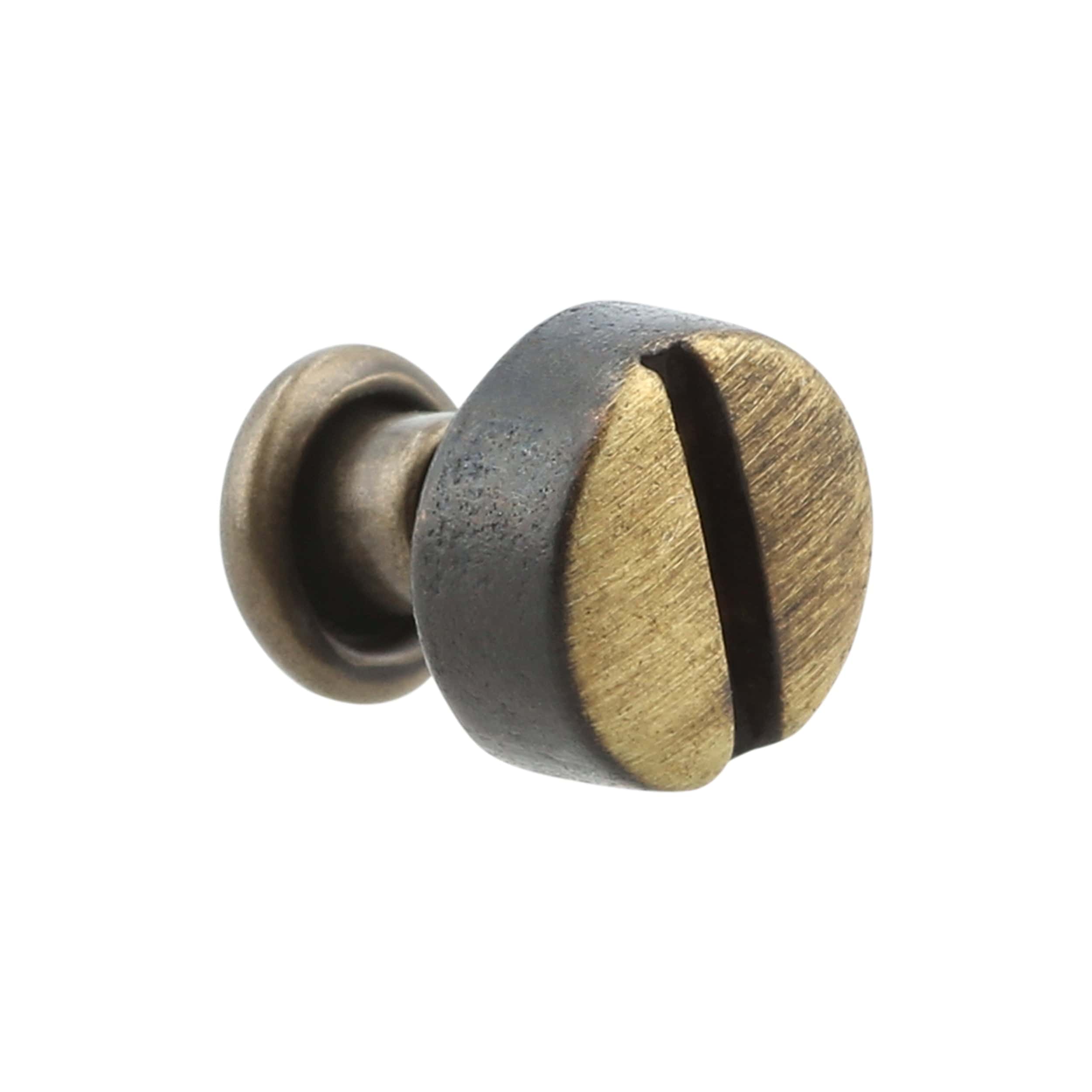7mm Antique Brass, Flat Screw Top Rivet Stud, Steel - PK5