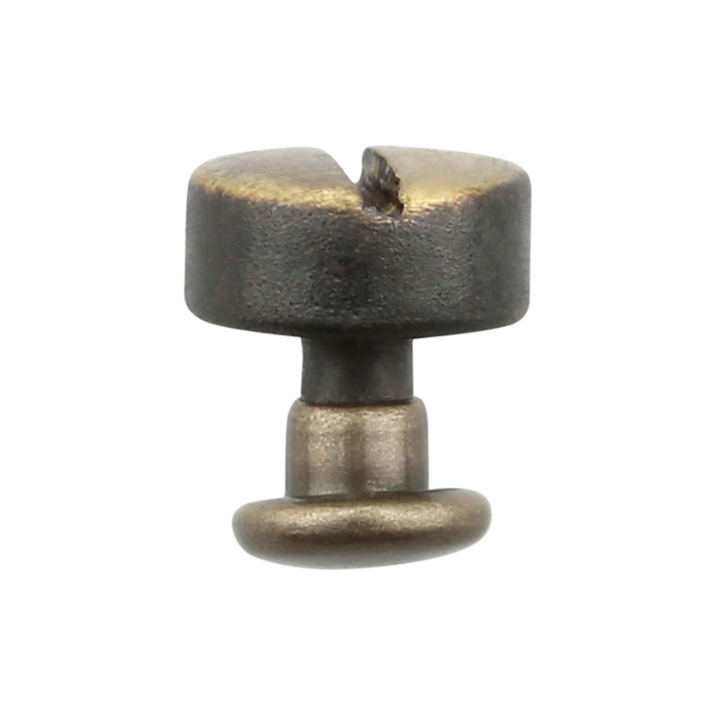 7mm Antique Brass, Flat Screw Top Rivet Stud, Steel - PK5 - Image 2