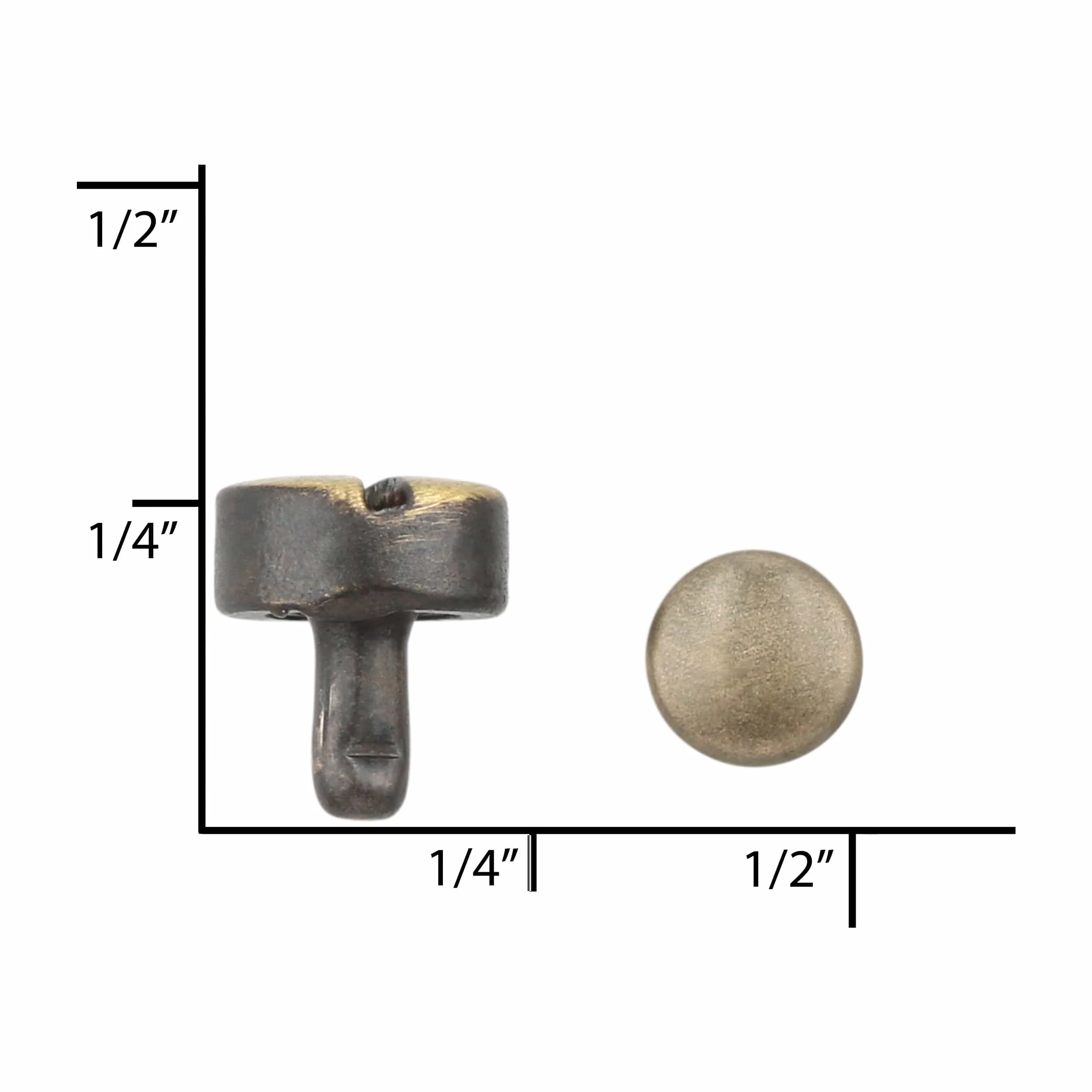 7mm Antique Brass, Flat Screw Top Rivet Stud, Steel - PK5 - Image 5