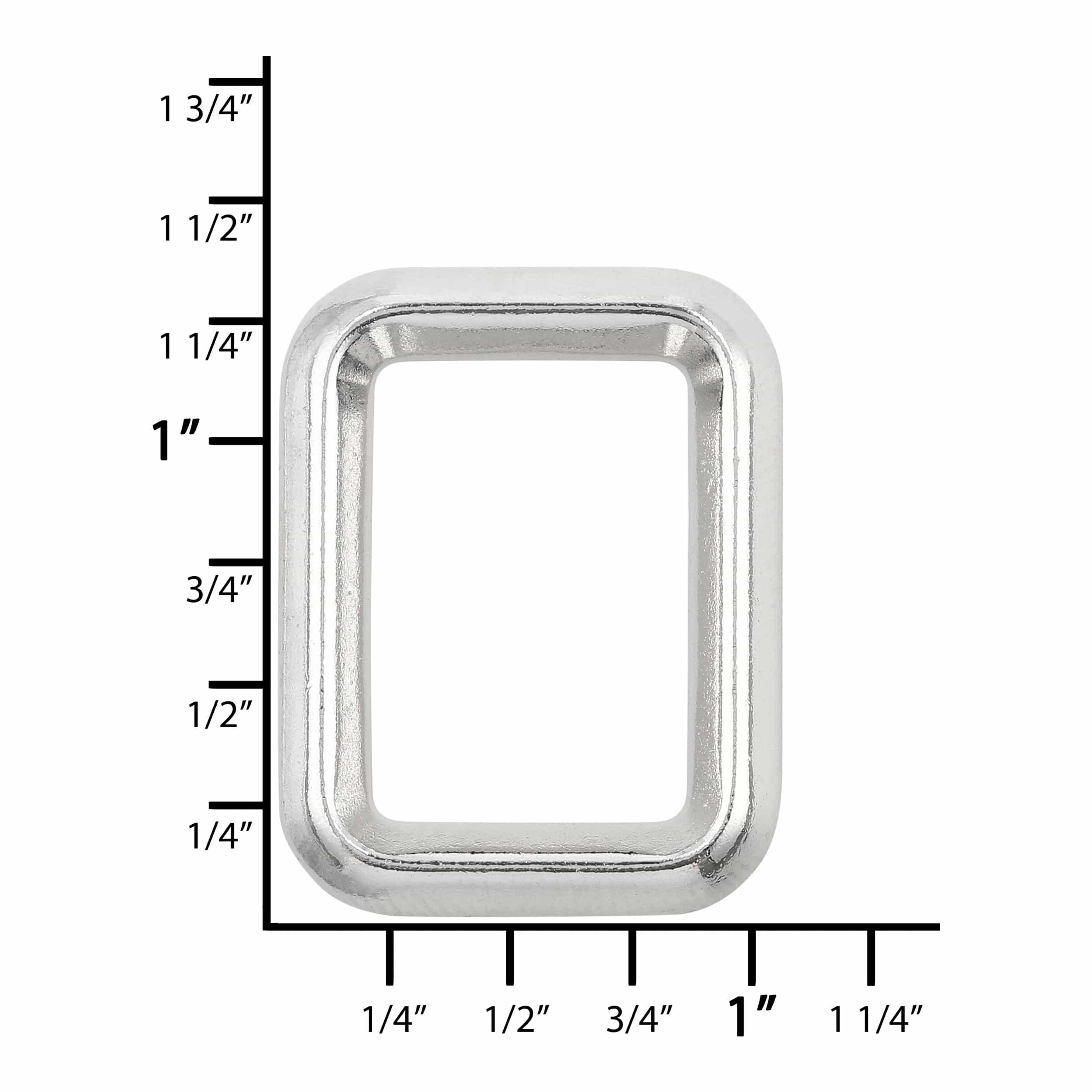 1" Shiny Nickel, Beveled Rectangular Ring, Zinc Alloy - Image 3