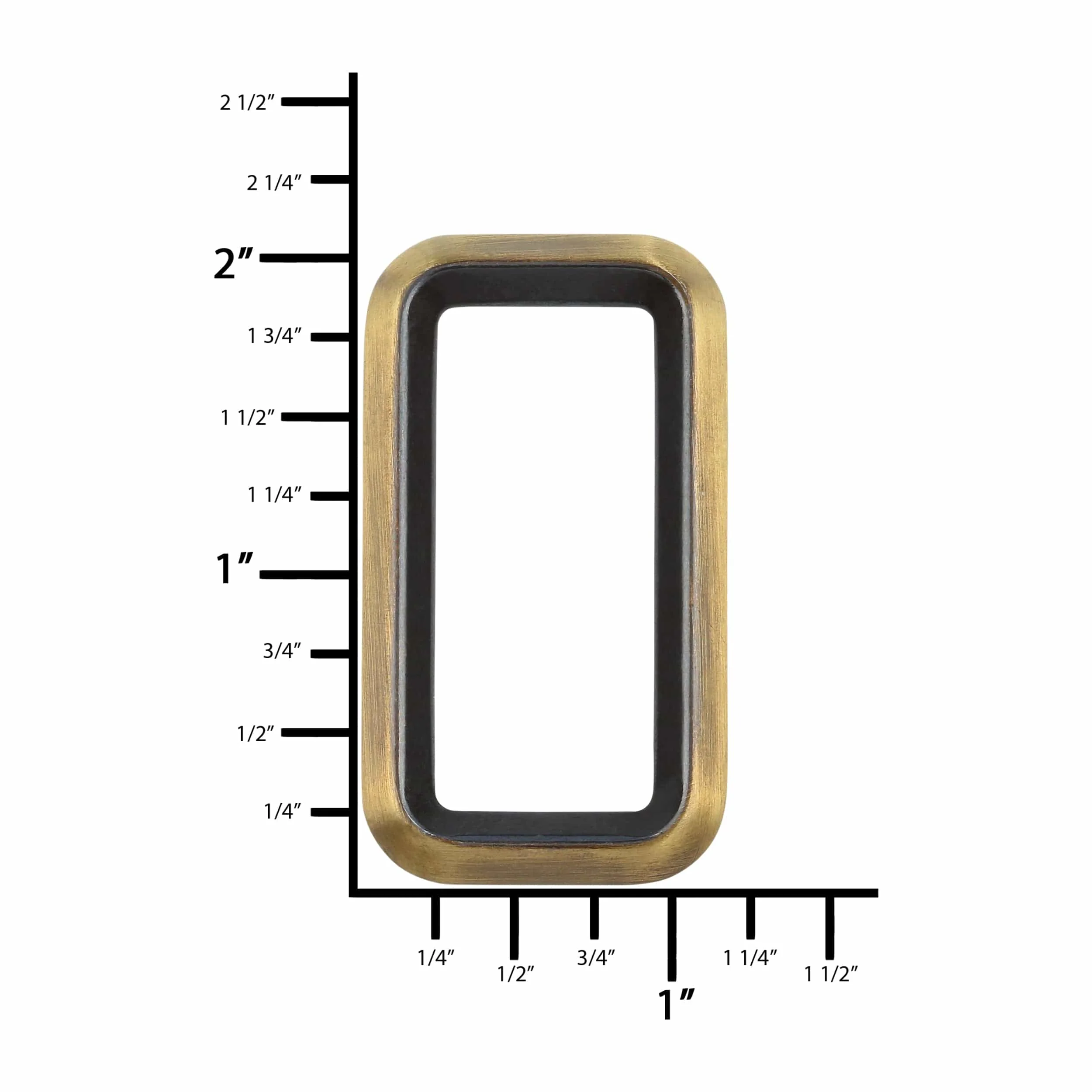 1 1/2" Antique Brass, Cast Beveled Rectangular Ring, Zinc Alloy - Image 3