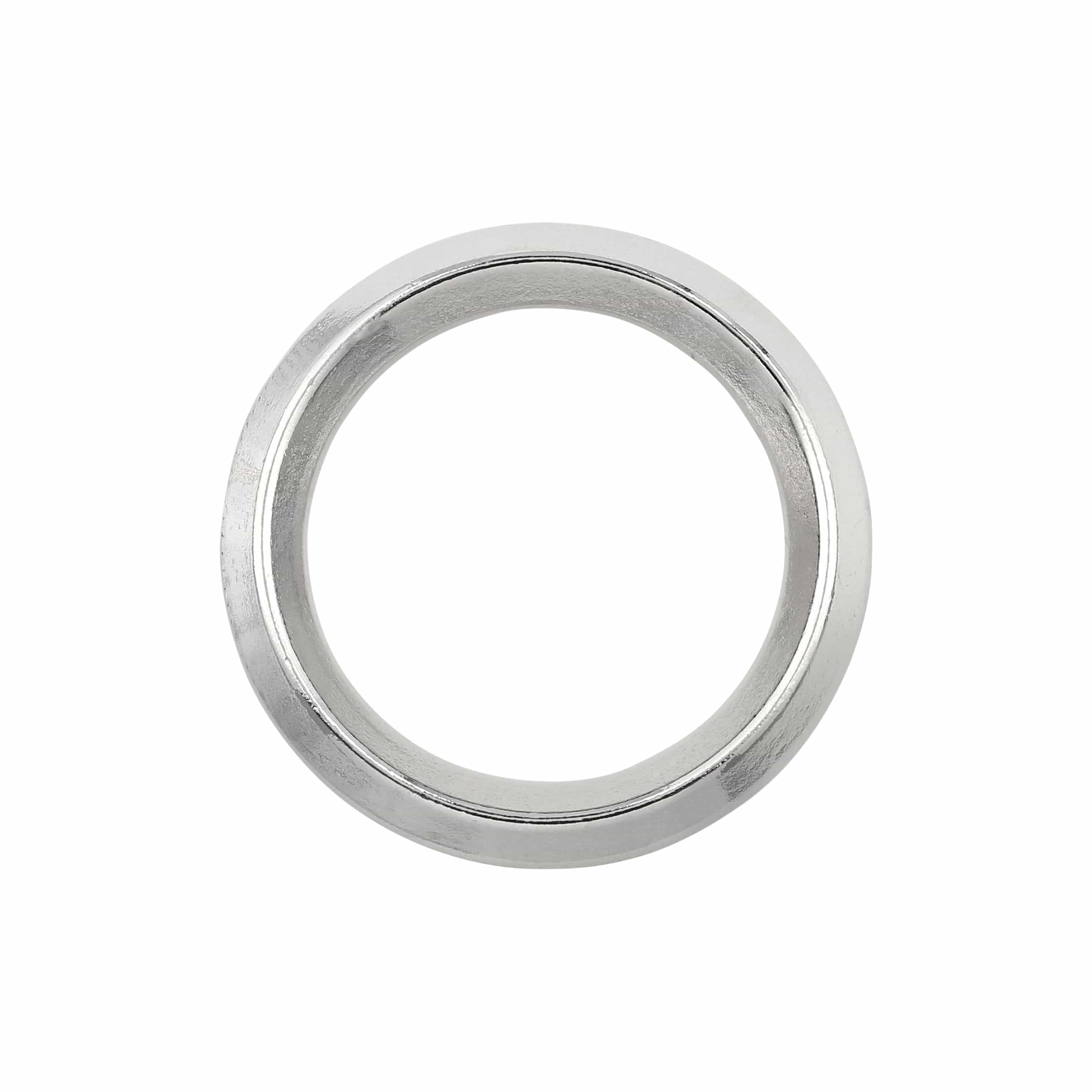 1 1/4" Shiny Nickel, Beveled Round Ring, Zinc Alloy