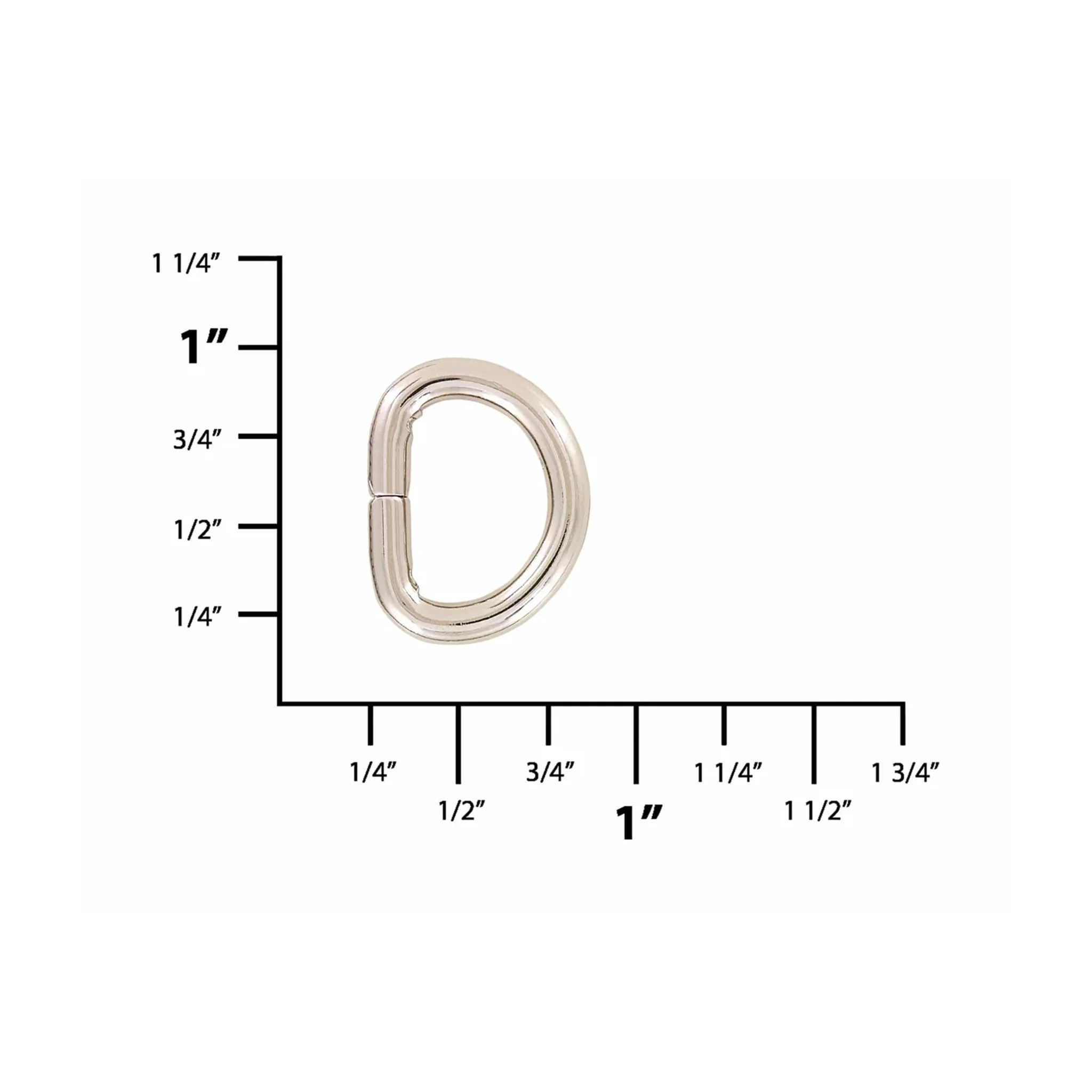1/2" Nickel, Split D Ring, Steel - Image 2