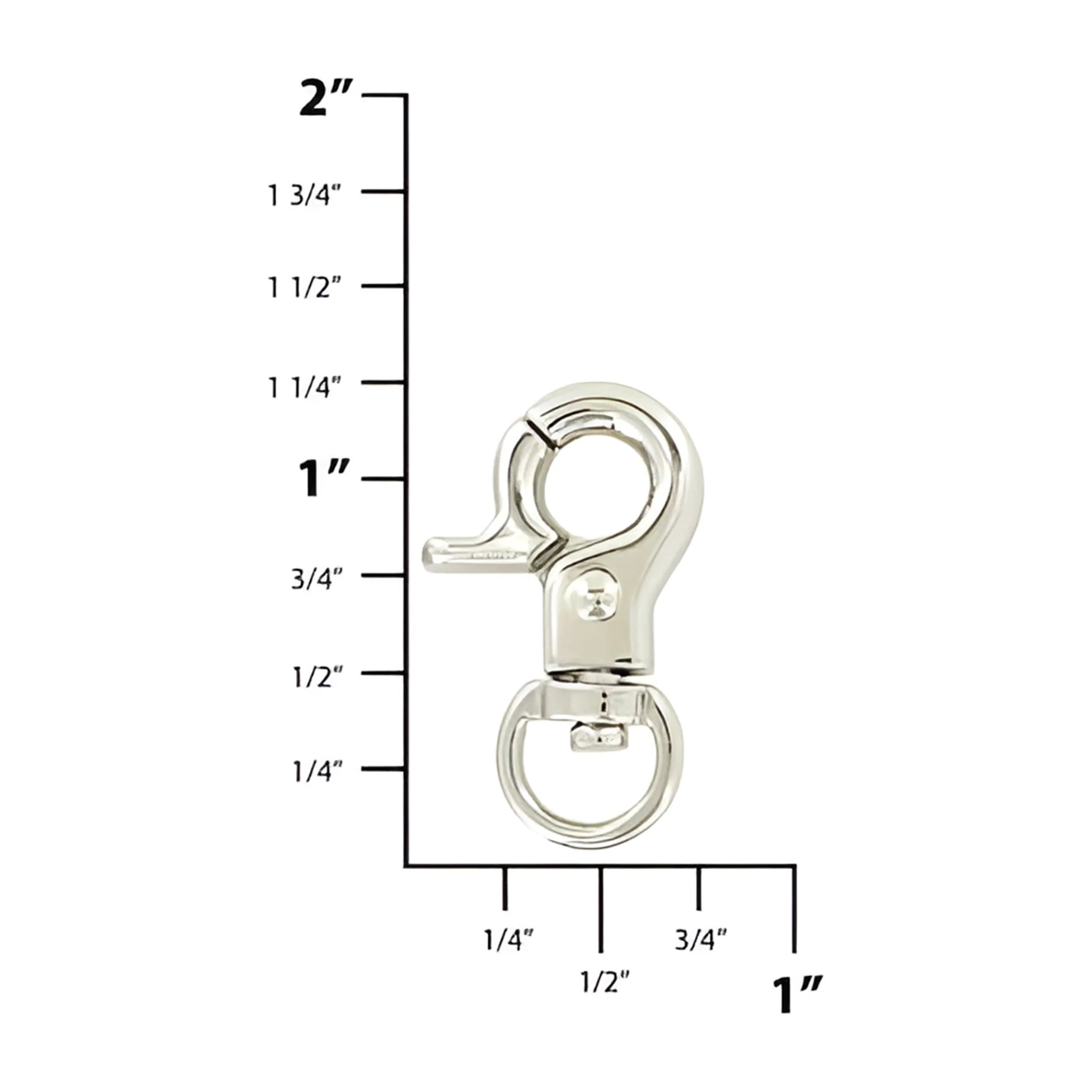 5/16" Nickel, 1 1/8" Trigger Swivel Snap Hook, Zinc Alloy - Image 2