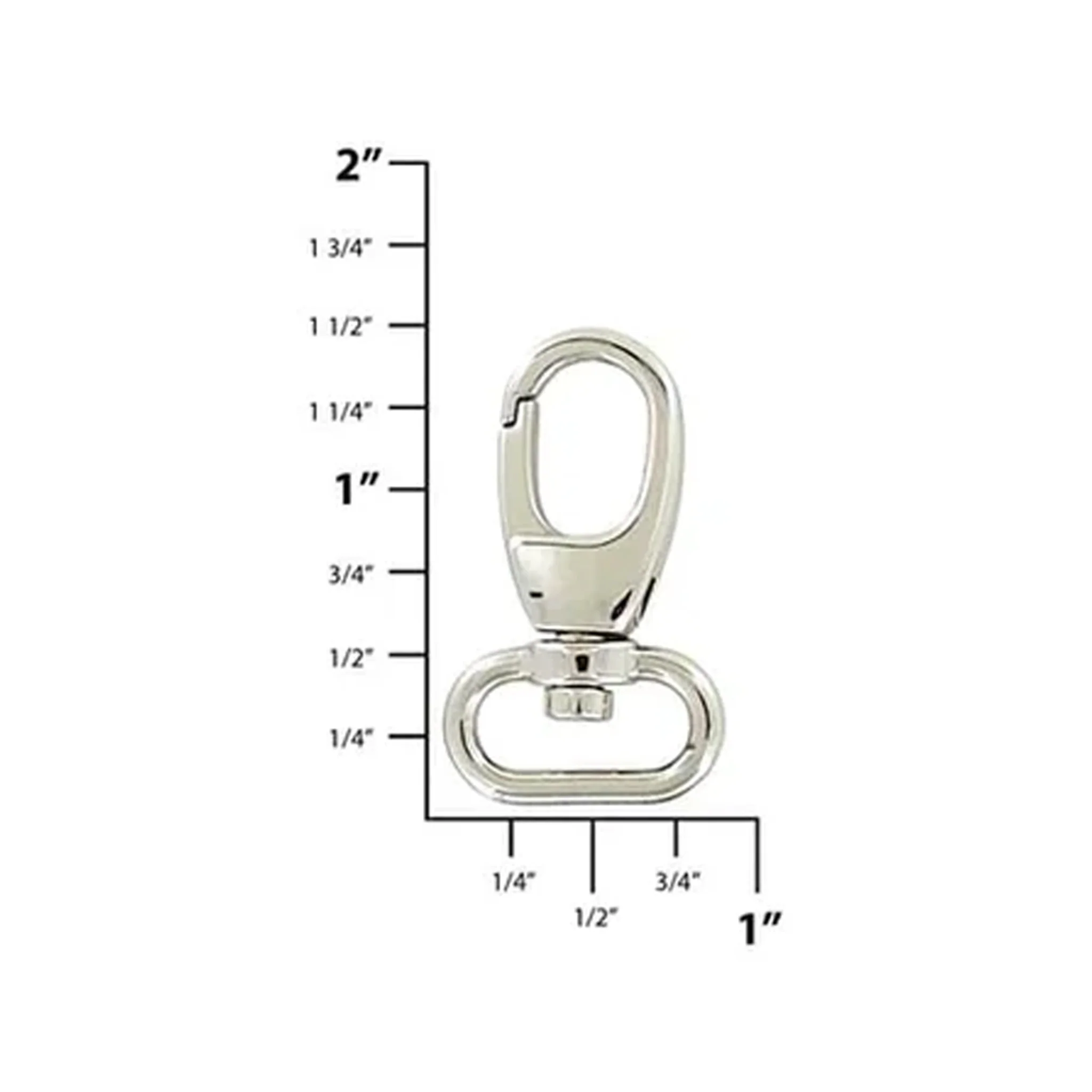 5/8" Shiny Nickel, 1 3/8" Lever Swivel Snap Hook, Zinc Alloy - Image 2
