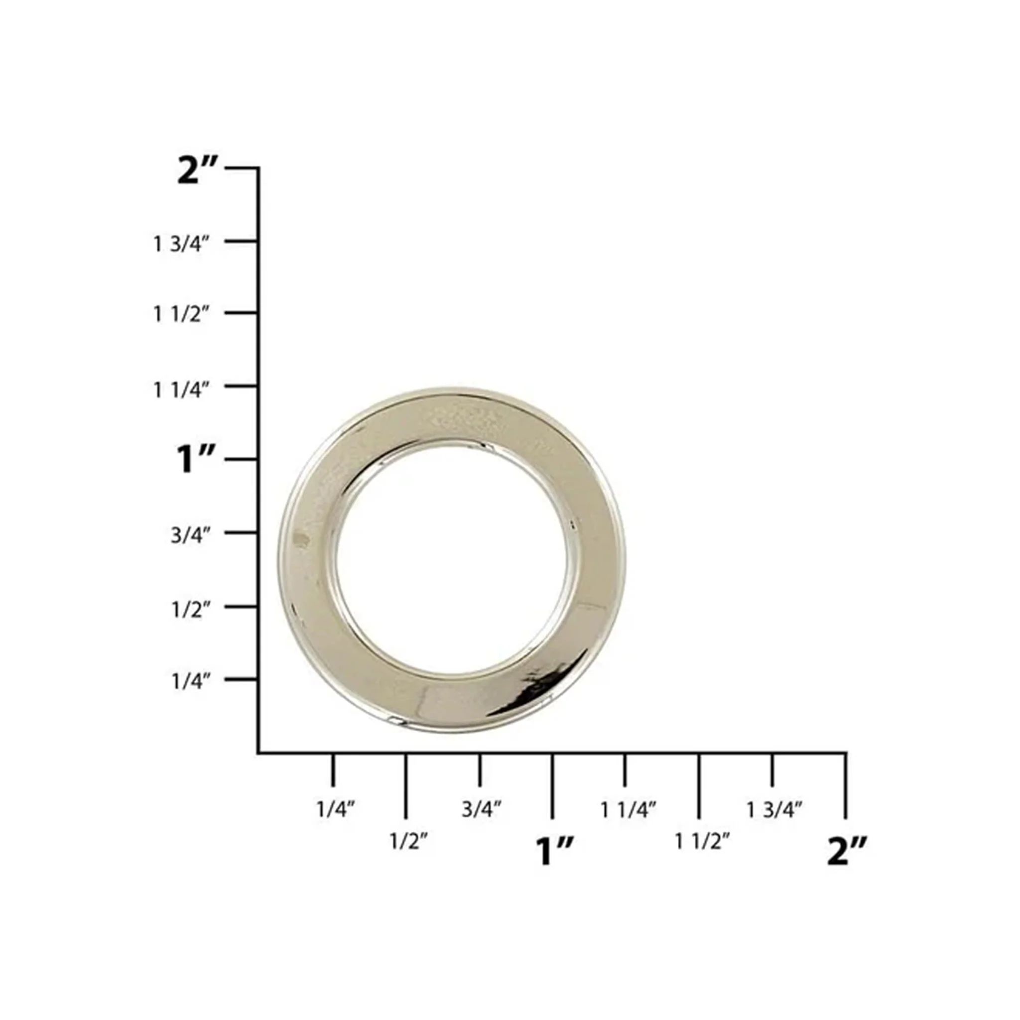 3/4" Shiny Nickel, Flat Round Ring, Zinc Alloy - Image 2