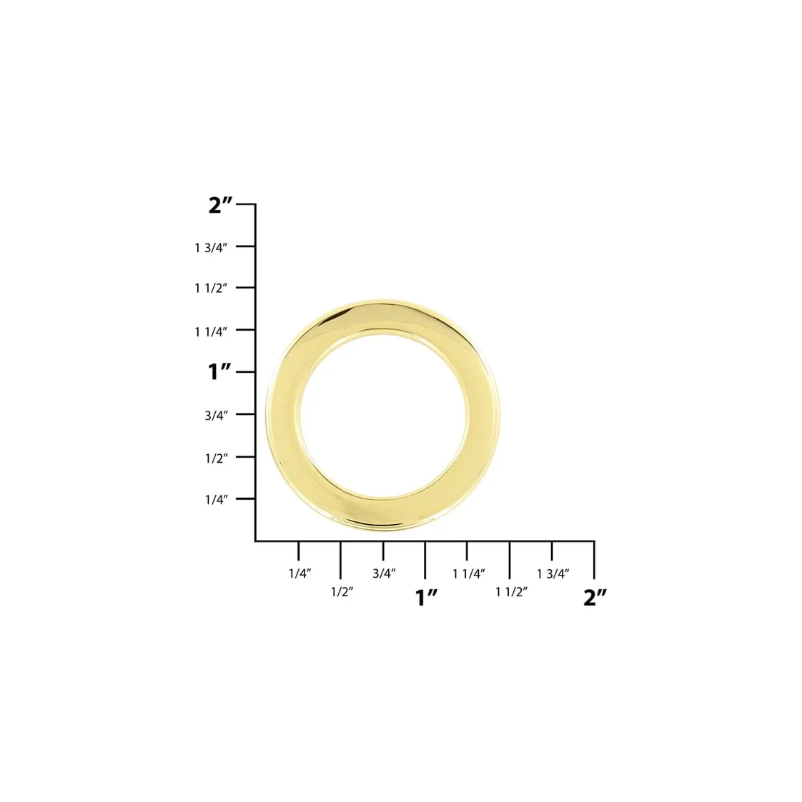1" Shiny Gold, Flat Round Ring, Zinc Alloy - Image 2