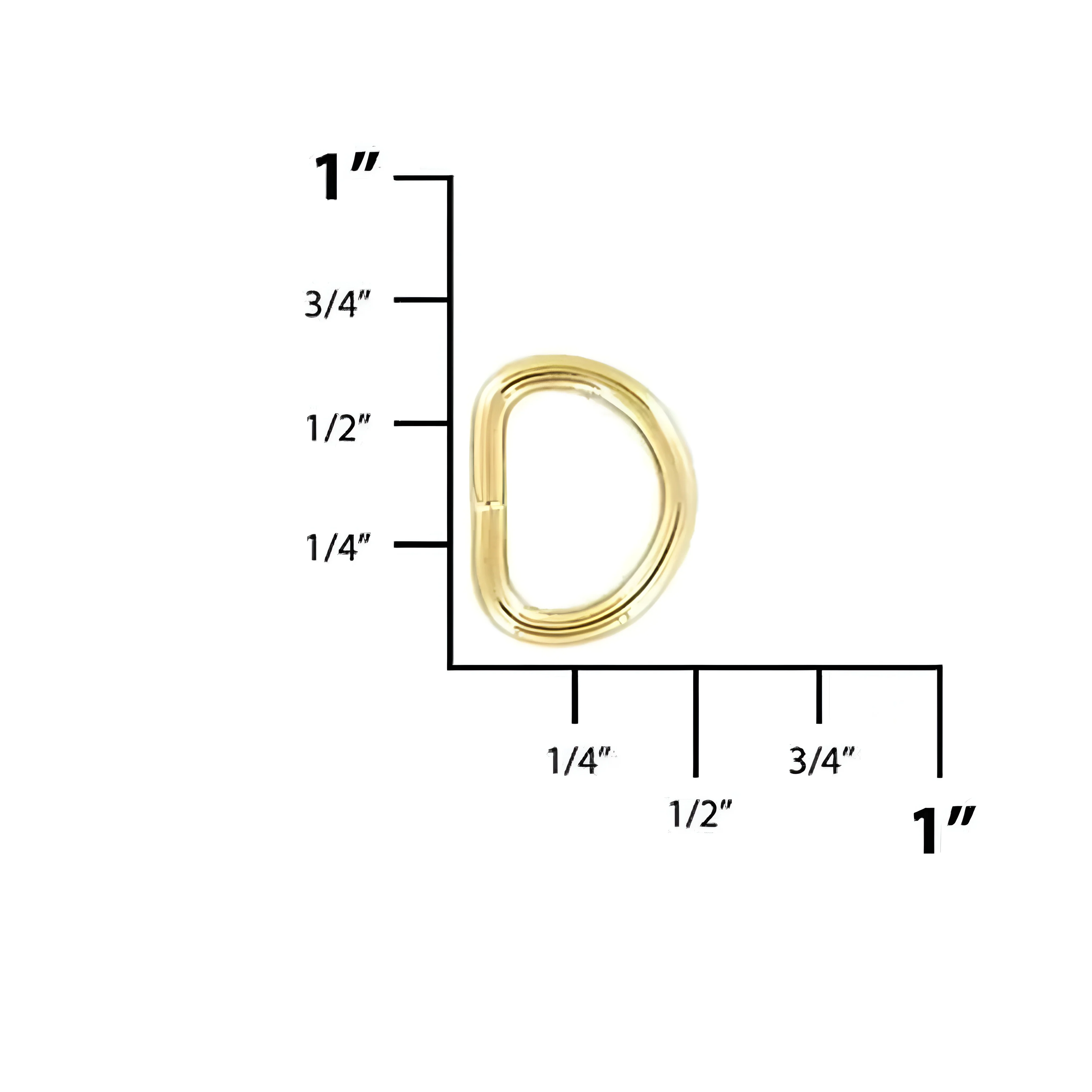 3/8" Shiny Gold, Split D-Ring, Steel - Image 2
