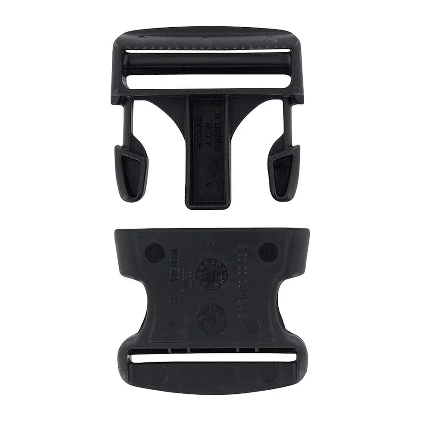 2" Black, Single Adjustable Side Squeeze Buckle, Plastic - Image 3