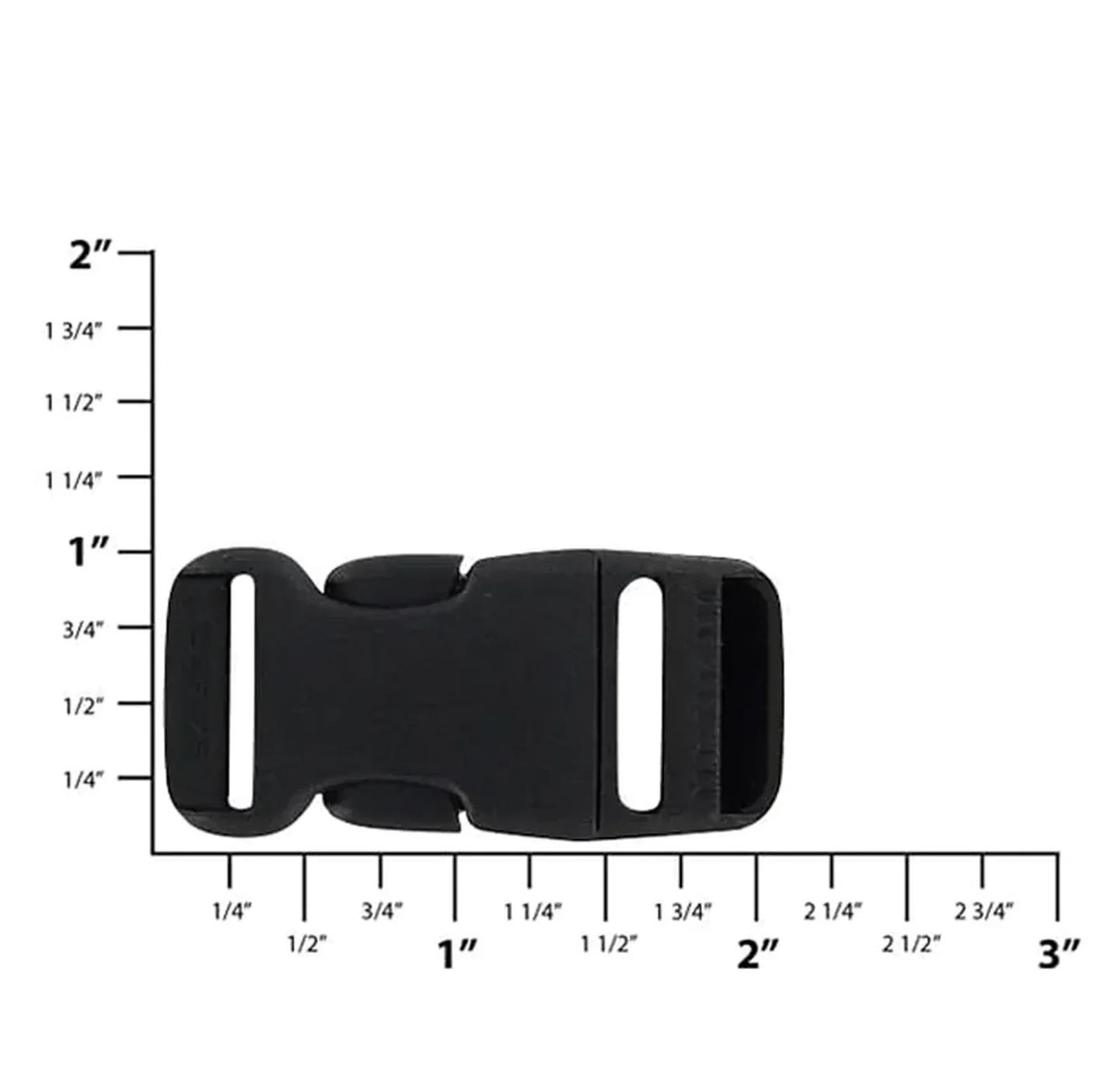 3/4" Black, Side Squeeze Buckle, Plastic - Image 2