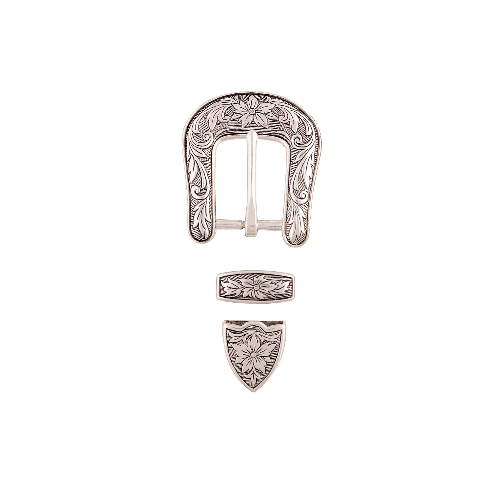 Western Floral Buckle Loop & Tip Set, 1" - Image 3