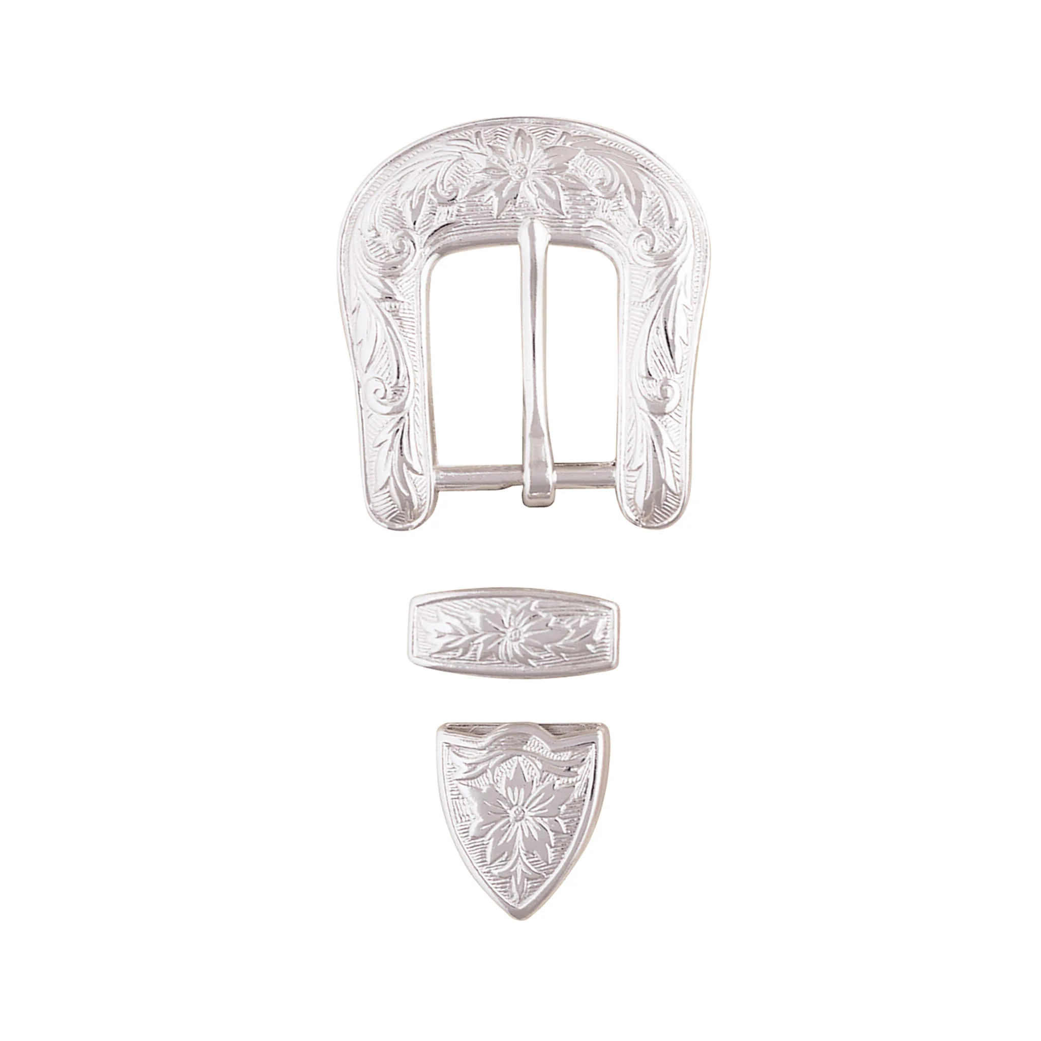 Western Floral Buckle Loop & Tip Set, 1" - Image 4