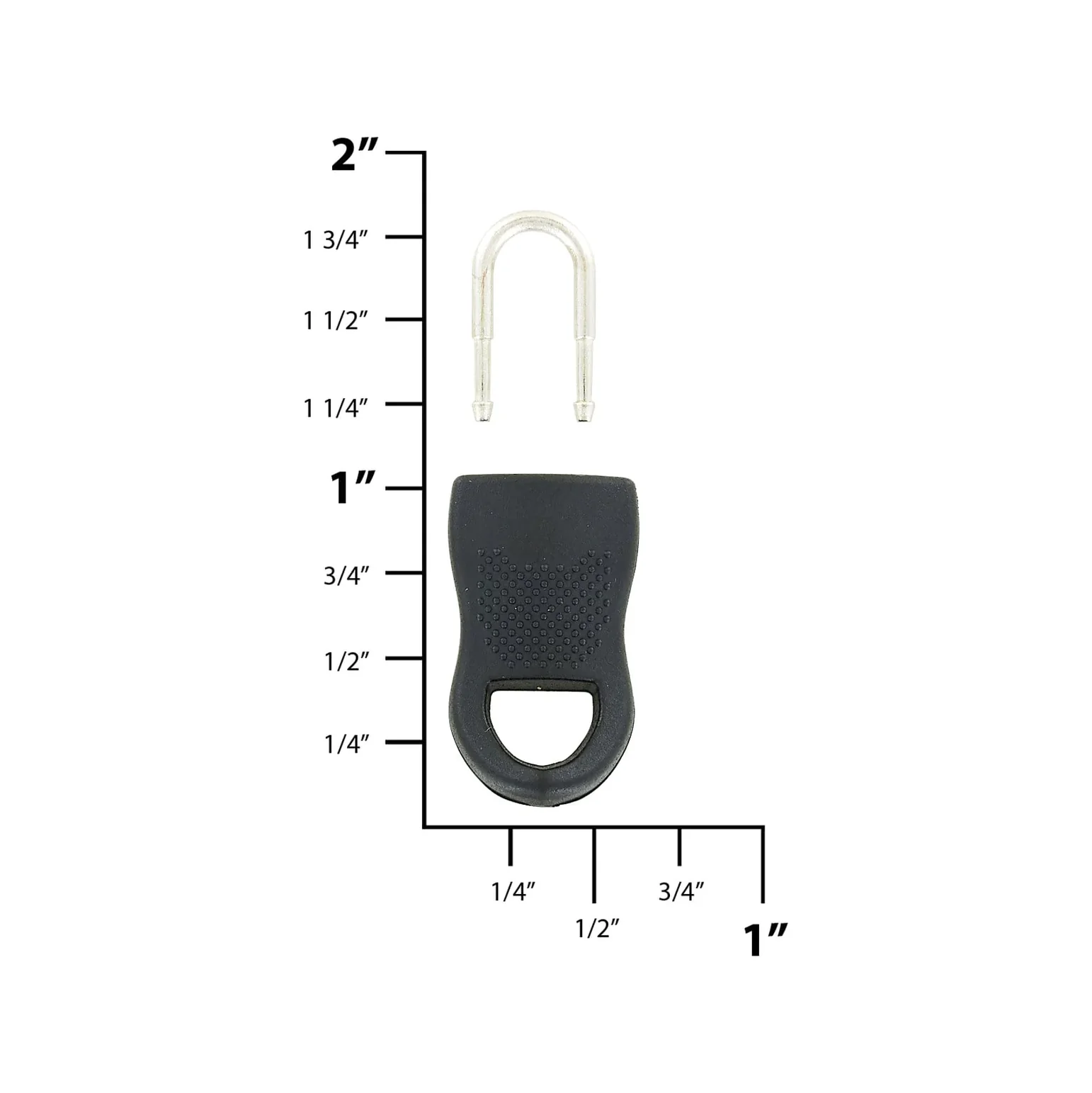 1" Black, Small Zipper Fixer, Plastic - Image 2